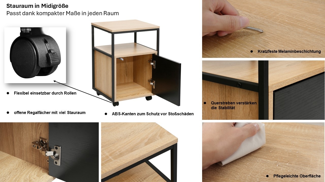 INOSIGN Rollcontainer »Korpo«, Metallgestell, Push-to-open, feststellbare Rollen, Breite 40 cm