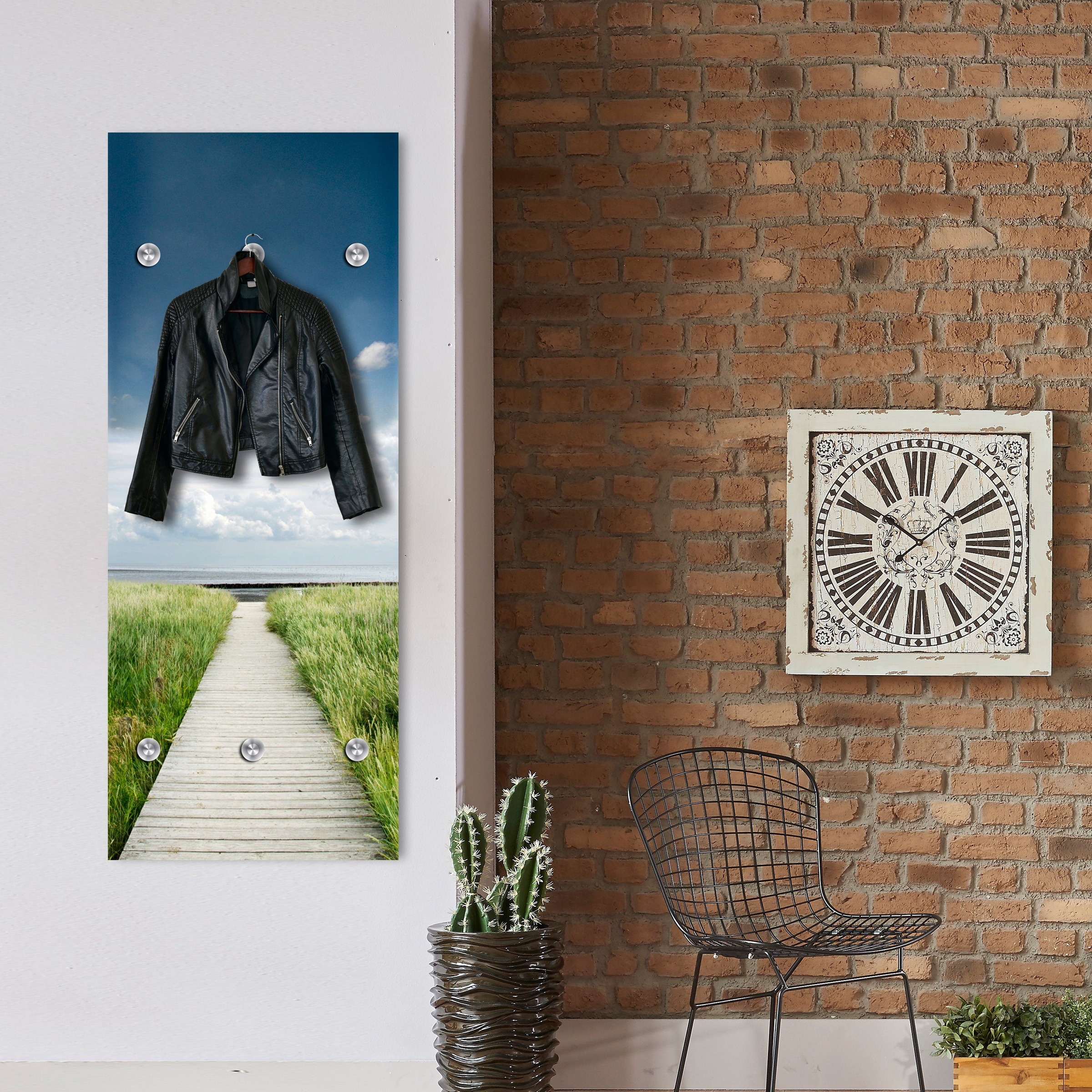 queence Garderobenleiste "Sylt", Wand Garderobe, Strand, Gräser, Düne, plat günstig online kaufen