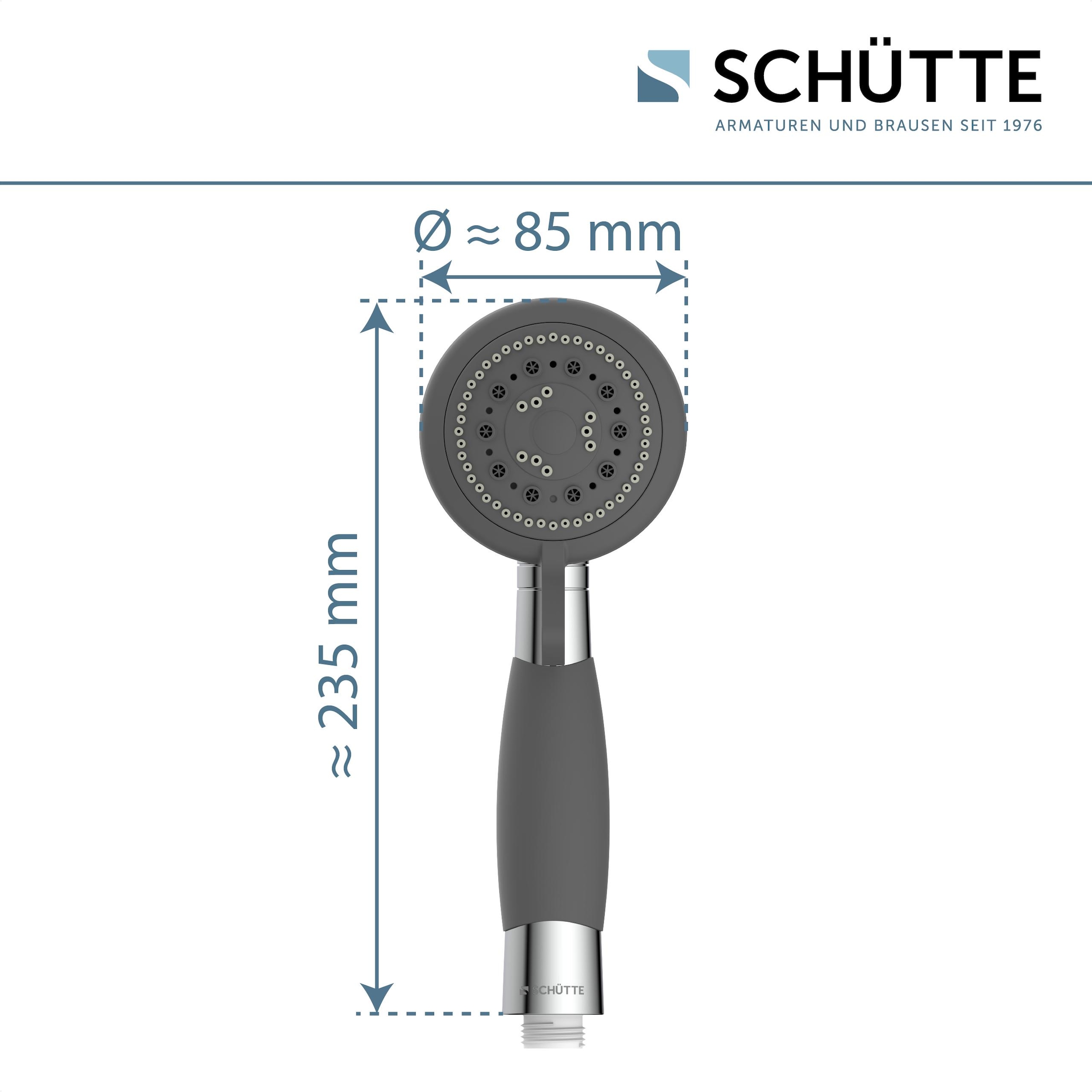 Schütte Handbrause »VITAL«, mit 4 Strahlarten, mit rutschfestem Griff, Duschbrause, Chrom/Schwarz