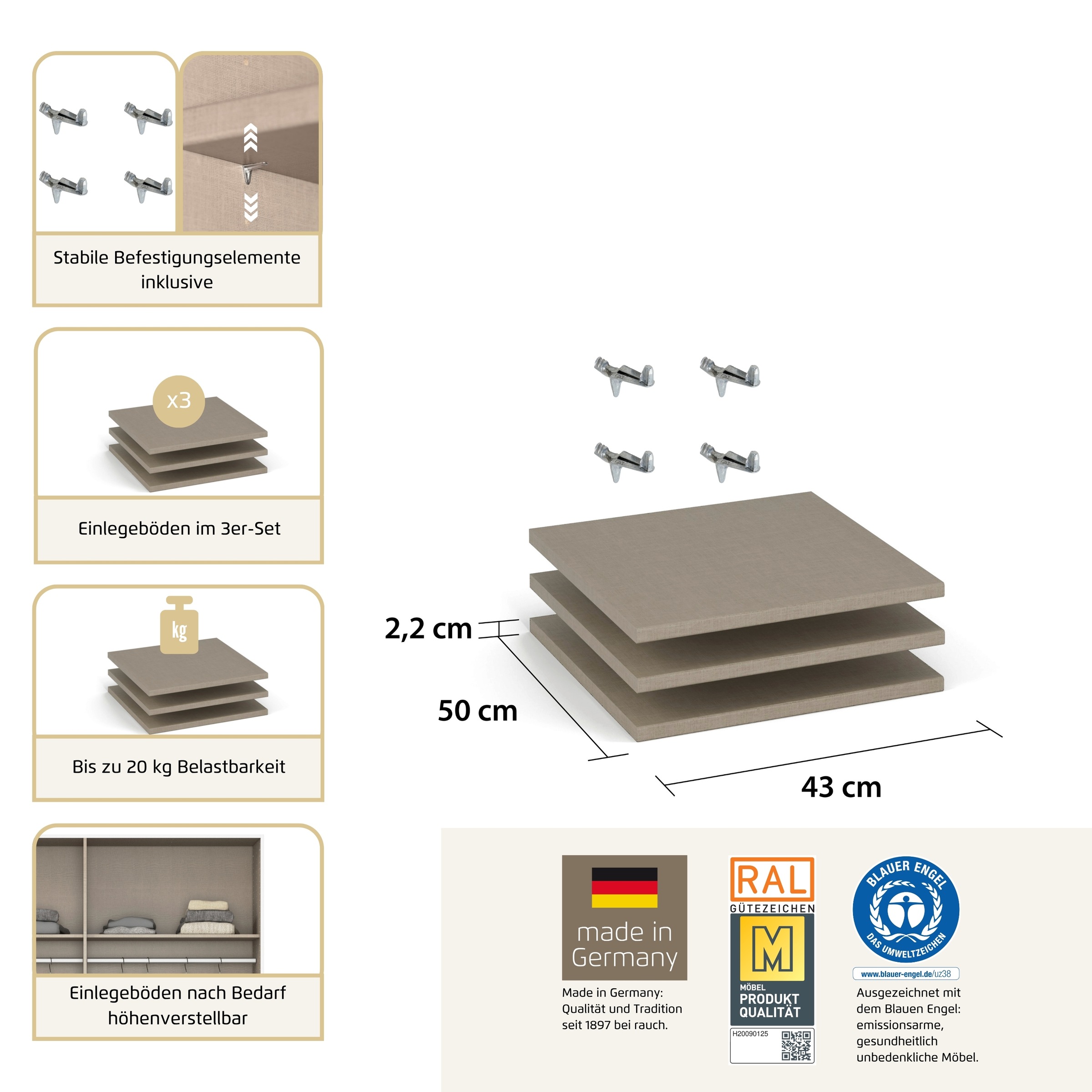 rauch Einlegeboden »Rauch Stauraum-Erweiterung für Drehtürenschränke« Mehr Platz im Kleiderschrank: 43 cm Einlegeboden von Rauch