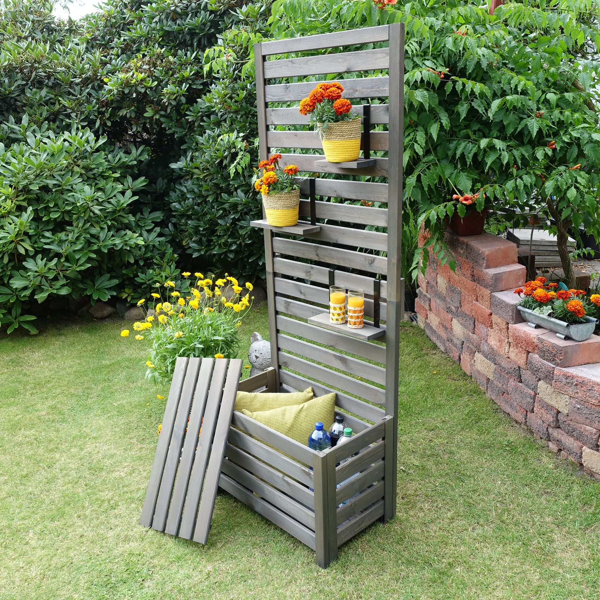 promadino Spalier »für Balkon und Garten« Sitzgelegenheit und Sichtschutz, L70xT40xH180cm, Volumen: 91 Liter