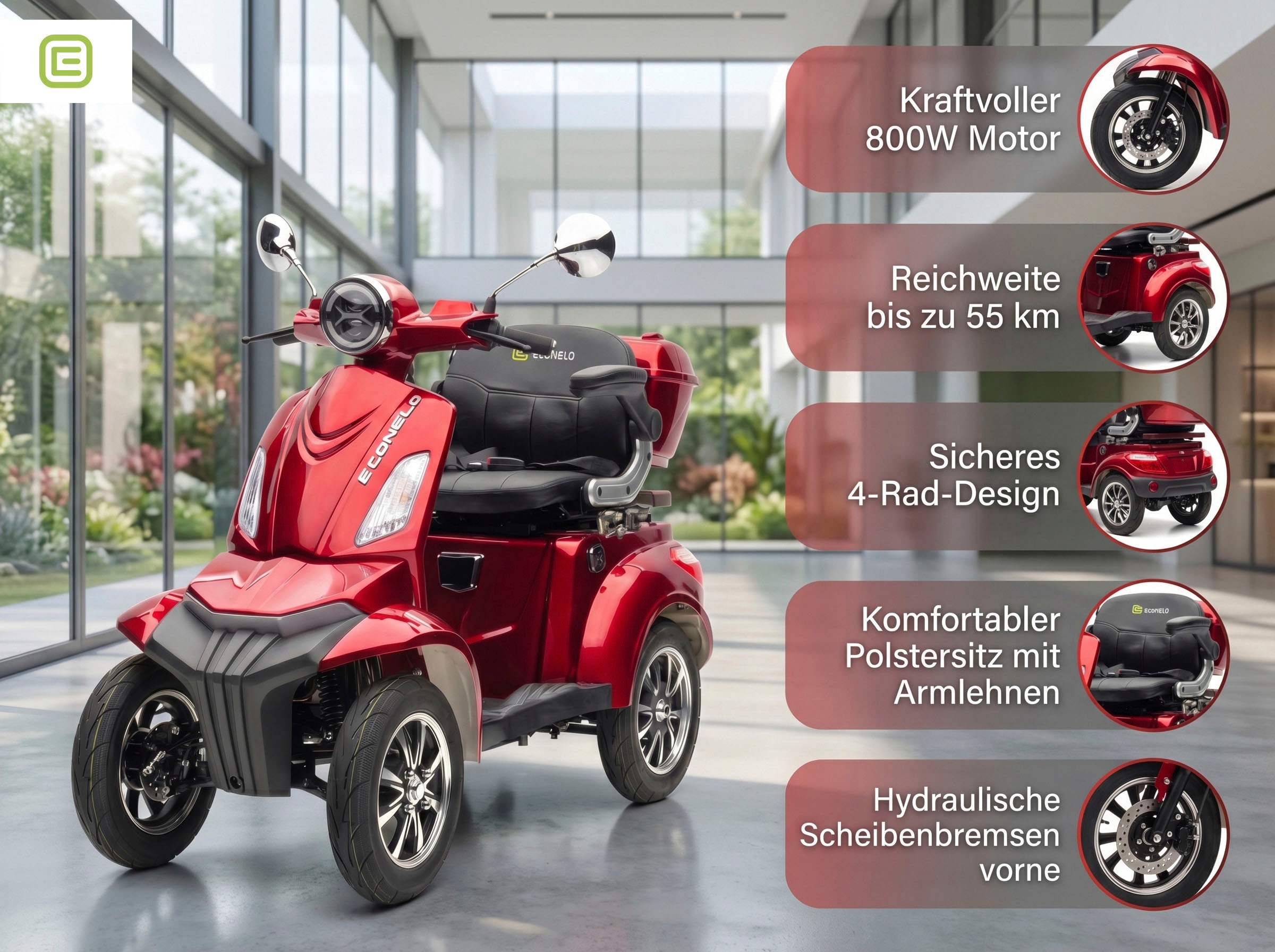 ECONELO Elektromobil »E-Seniorenmobil MAXXI 4.0, Blei-Akku, 4-Rad, 60V, 1000 Watt« 1.000 W 25 km/h