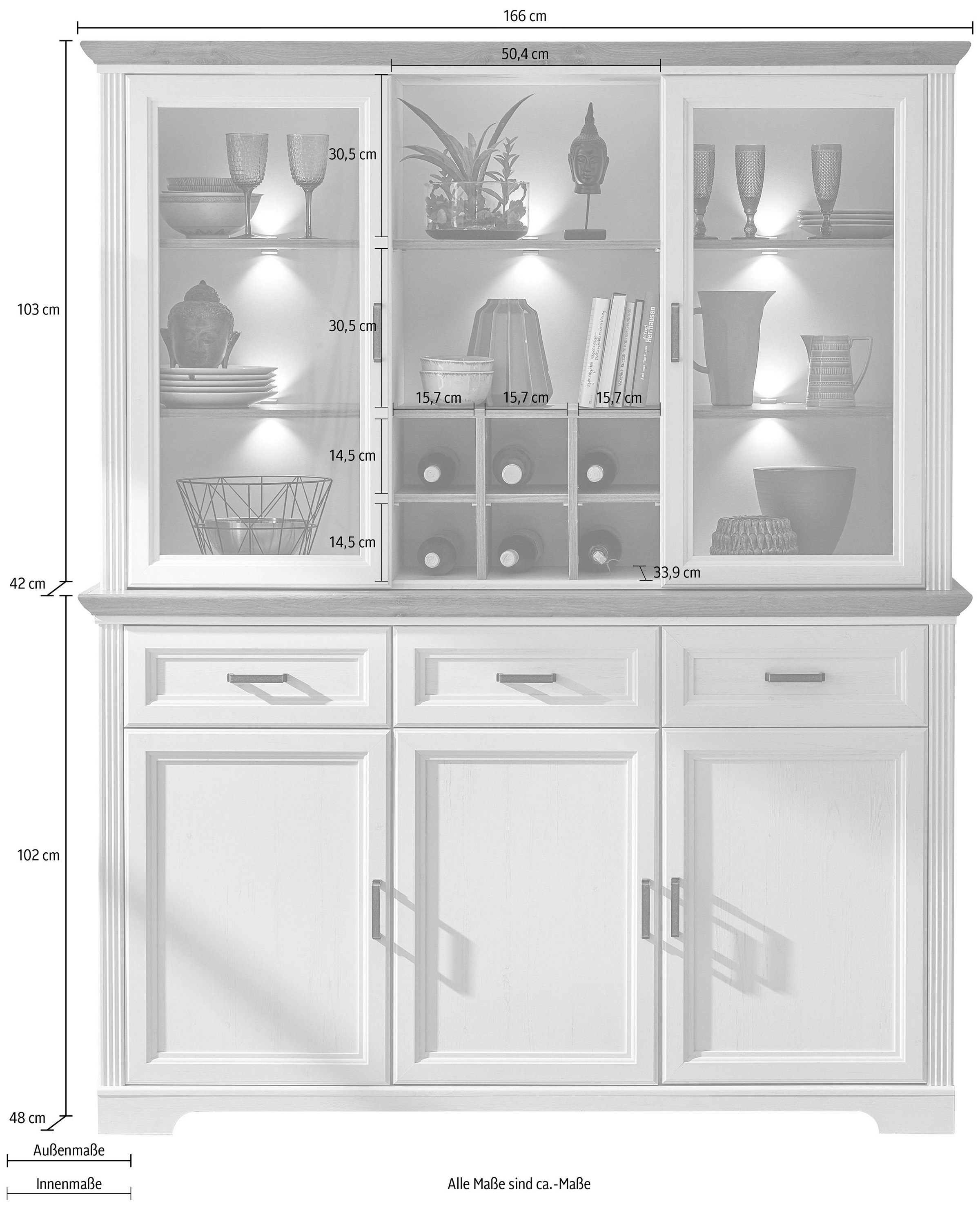 2-teilig »Jasmin«, und bestellen Aufsatzvitrine), Vitrine (1 auf Innostyle Rechnung 1 Sideboard