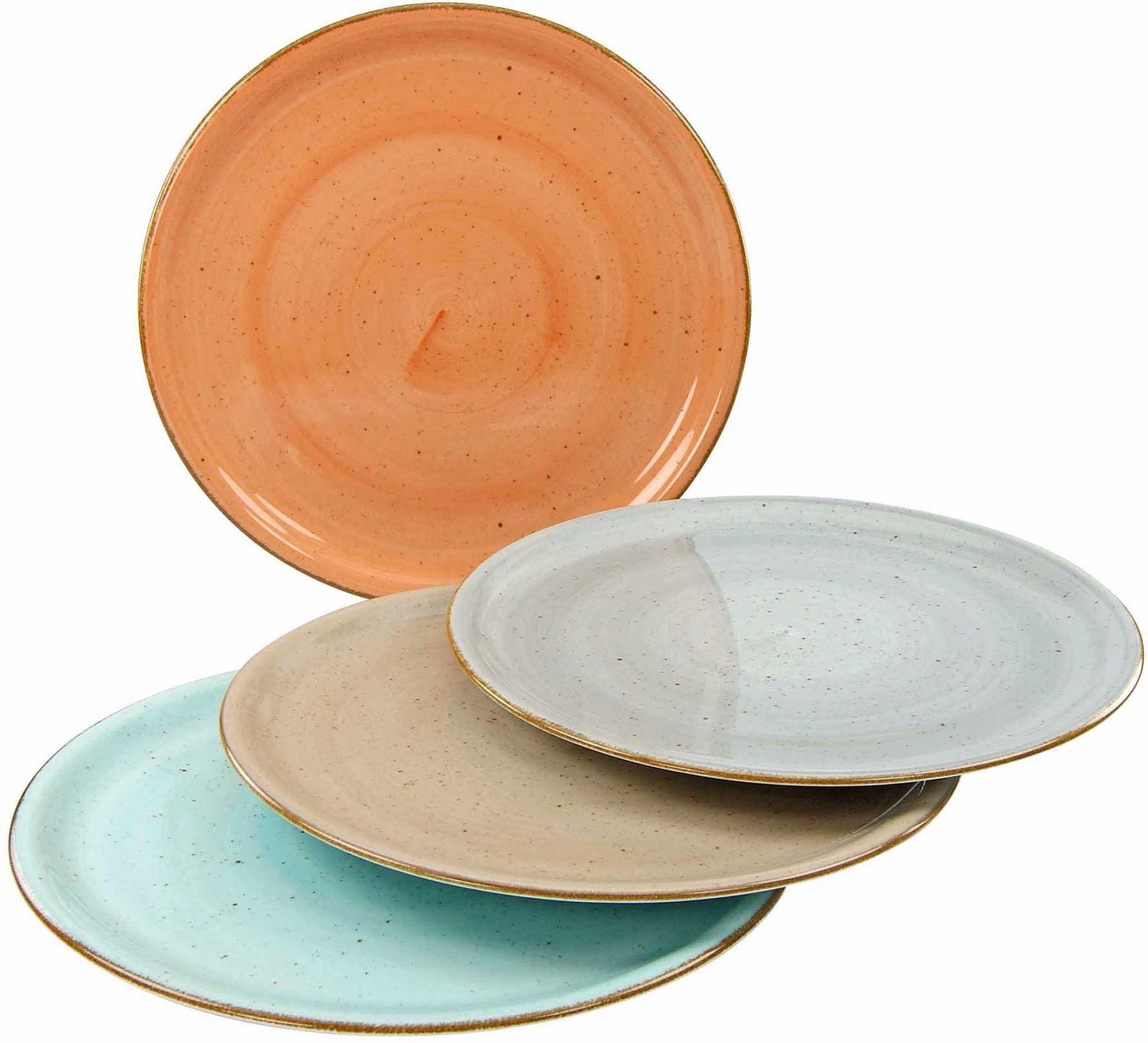 CreaTable Pizzateller »Essteller VINTAGE NATURE« Teller Set für 4 Personen, günstig online kaufen