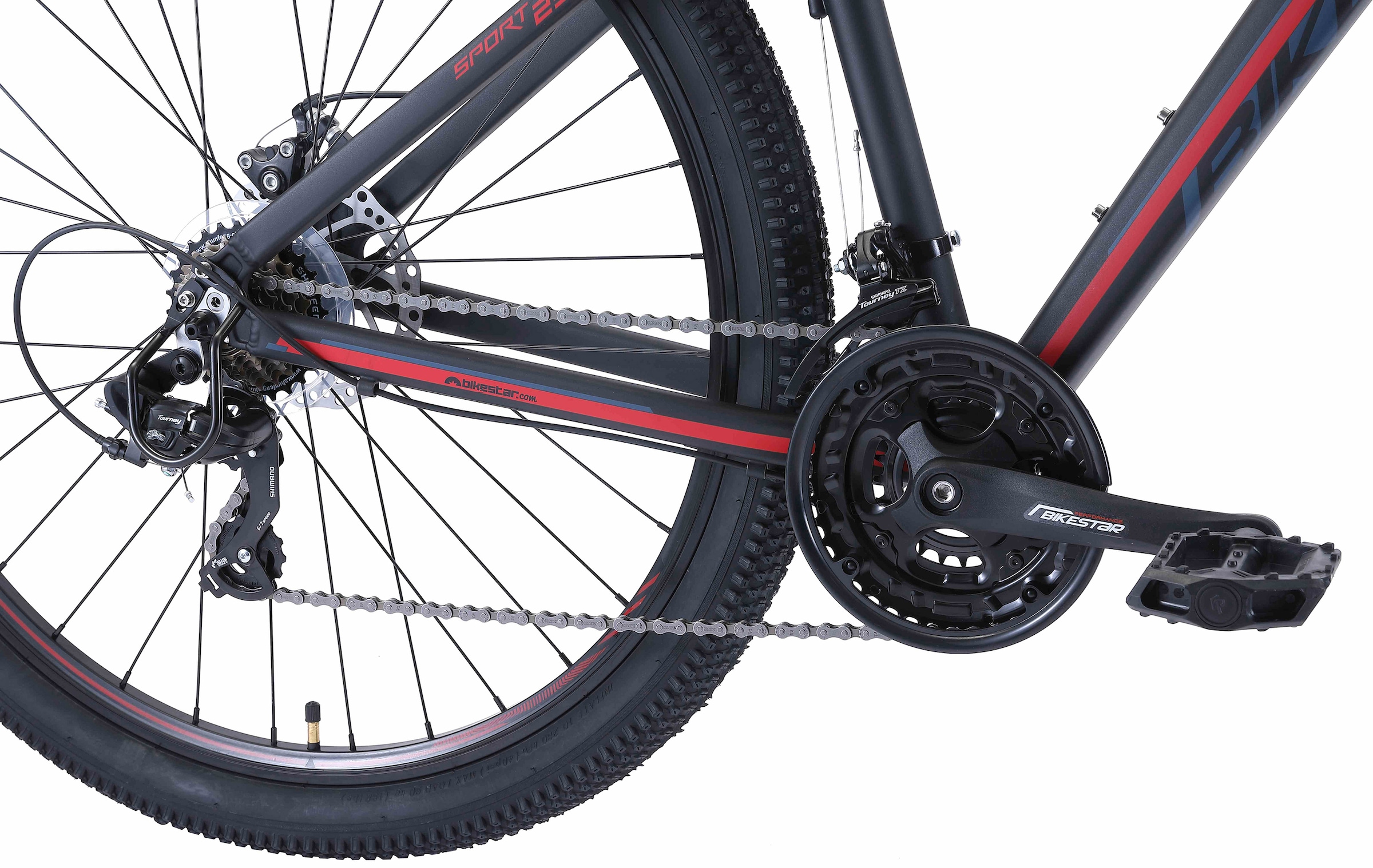 Bikestar Mountainbike, 21 Gang, Shimano, RD-TY300 Schaltwerk, Kettenschaltung, für Damen und Herren, Kettenschaltung