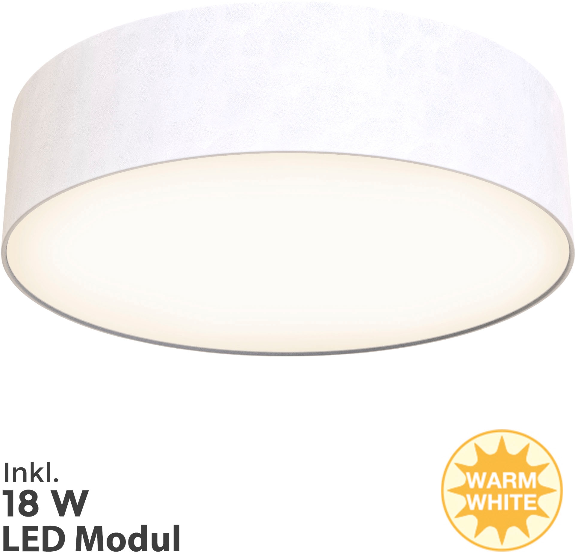 Briloner Leuchten LED Stoff-Deckenleuchte, 1 x LED-Modul, 18 Watt, 1600 Lumen, 3000 Kelvin (warmweiß)