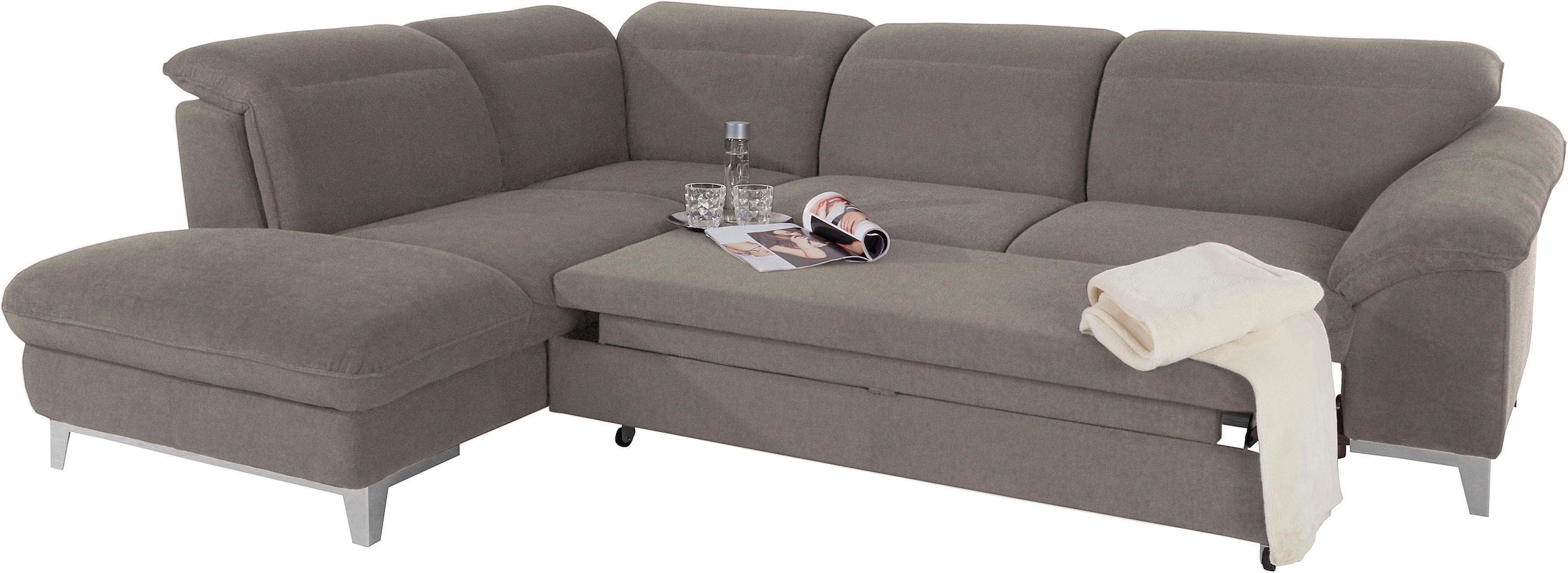 COTTA Polstergarnitur »Teresa L-Form«, (Set), Set bestehend aus: Ecksofa mit Kopfteilverstellung & Hocker