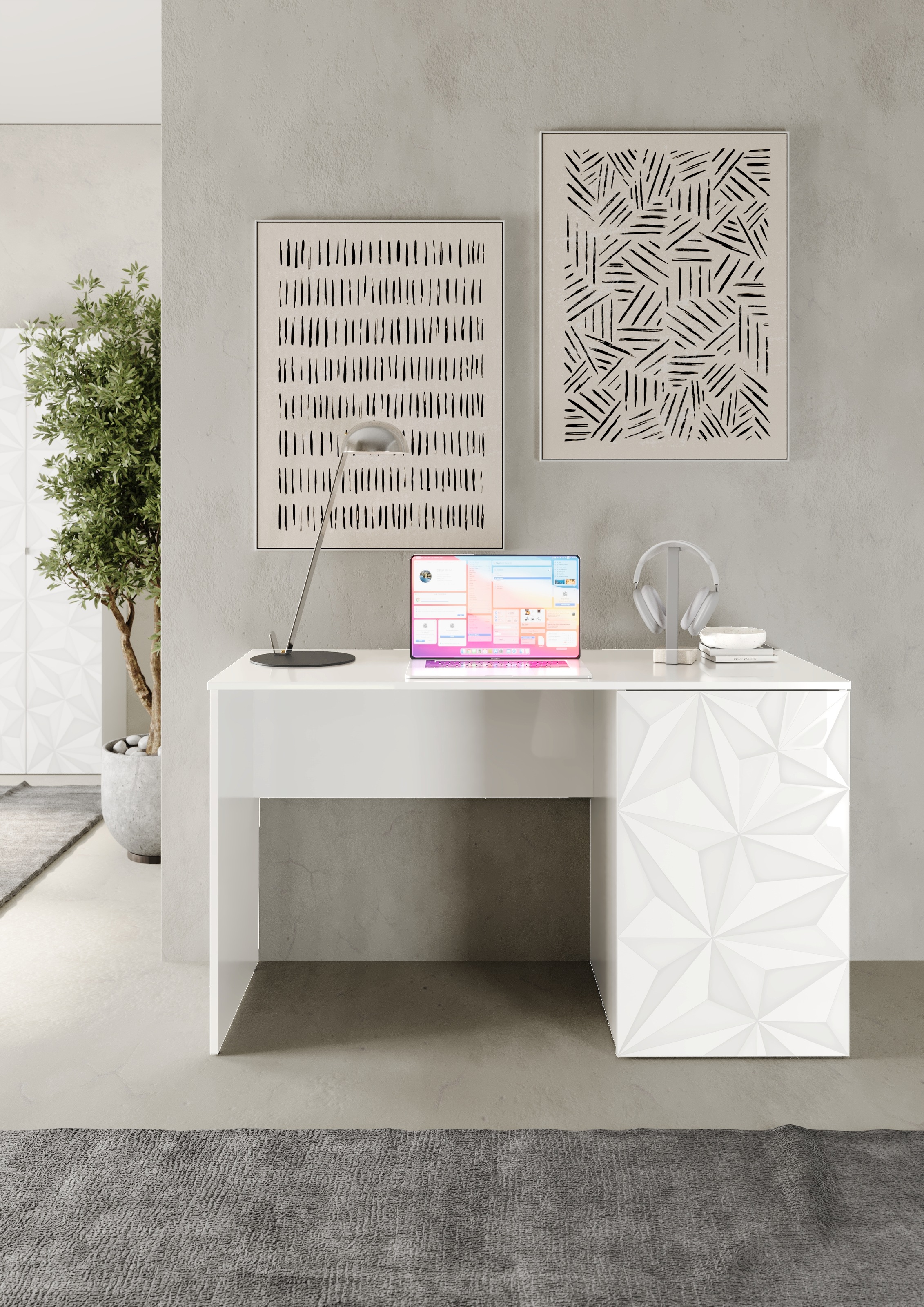 INOSIGN Schreibtisch »Prisma, Breite 120 cm, Tiefe 50 cm, mit Stauraum (1 T günstig online kaufen