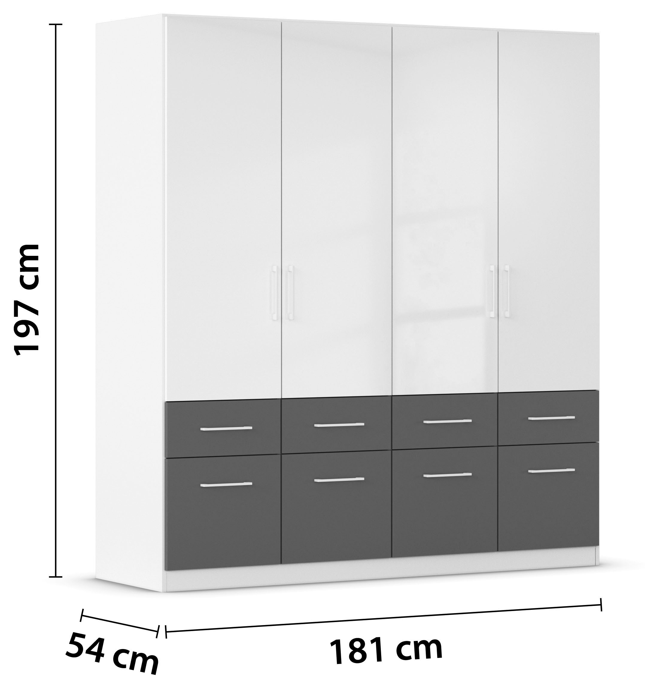 rauch Drehtürenschrank »Kleiderschrank Schrank Garderobe Schlafzimmerschrank CELLE«, in 4 Breiten und 2 Höhen, optional mit Schubkästen MADE IN GERMANY