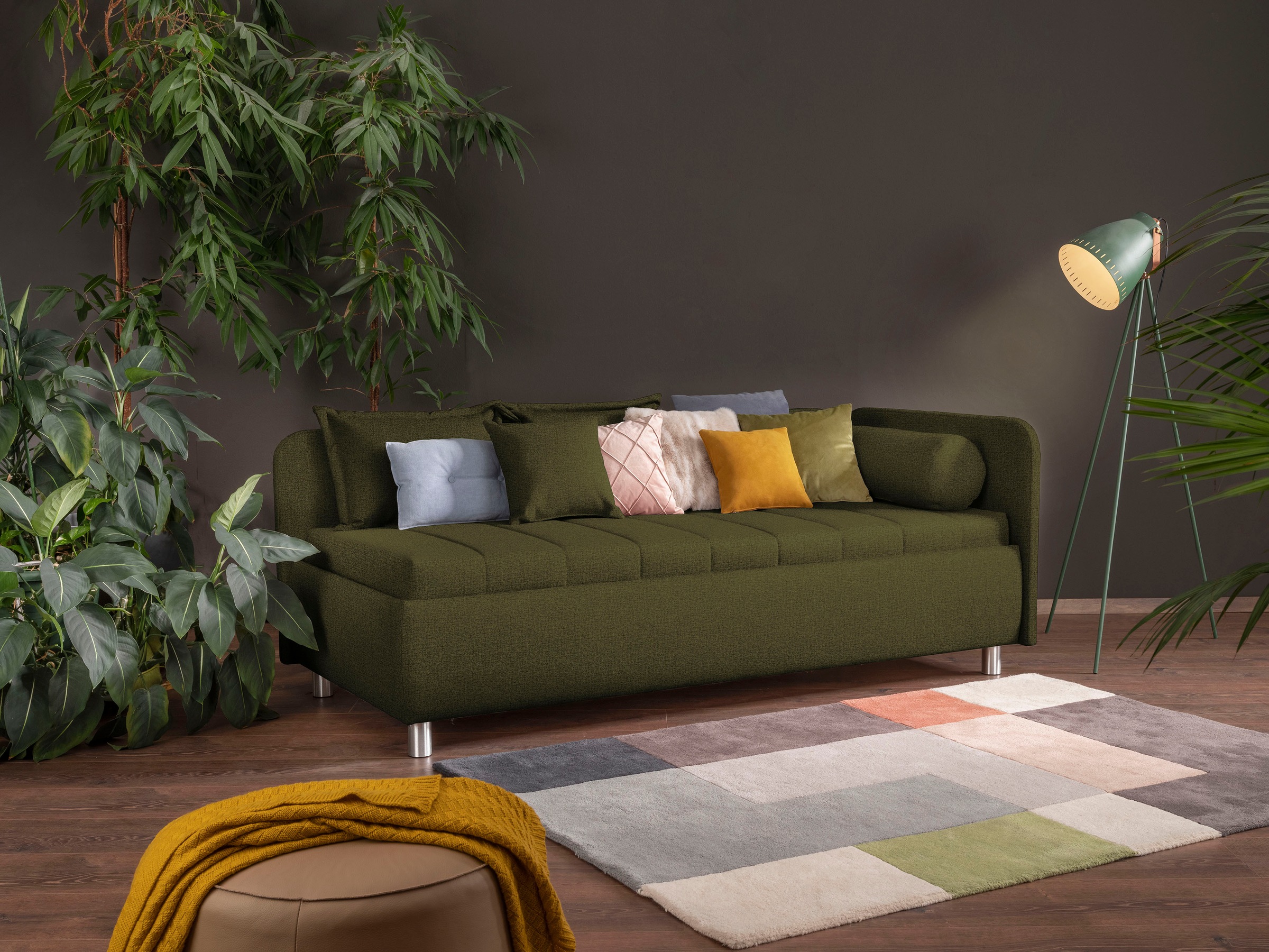 alina Schlafsofa »Kiana«, mit Bettkasten und Zierkissen, Liegefläche 90/200 cm oder 100/200 cm