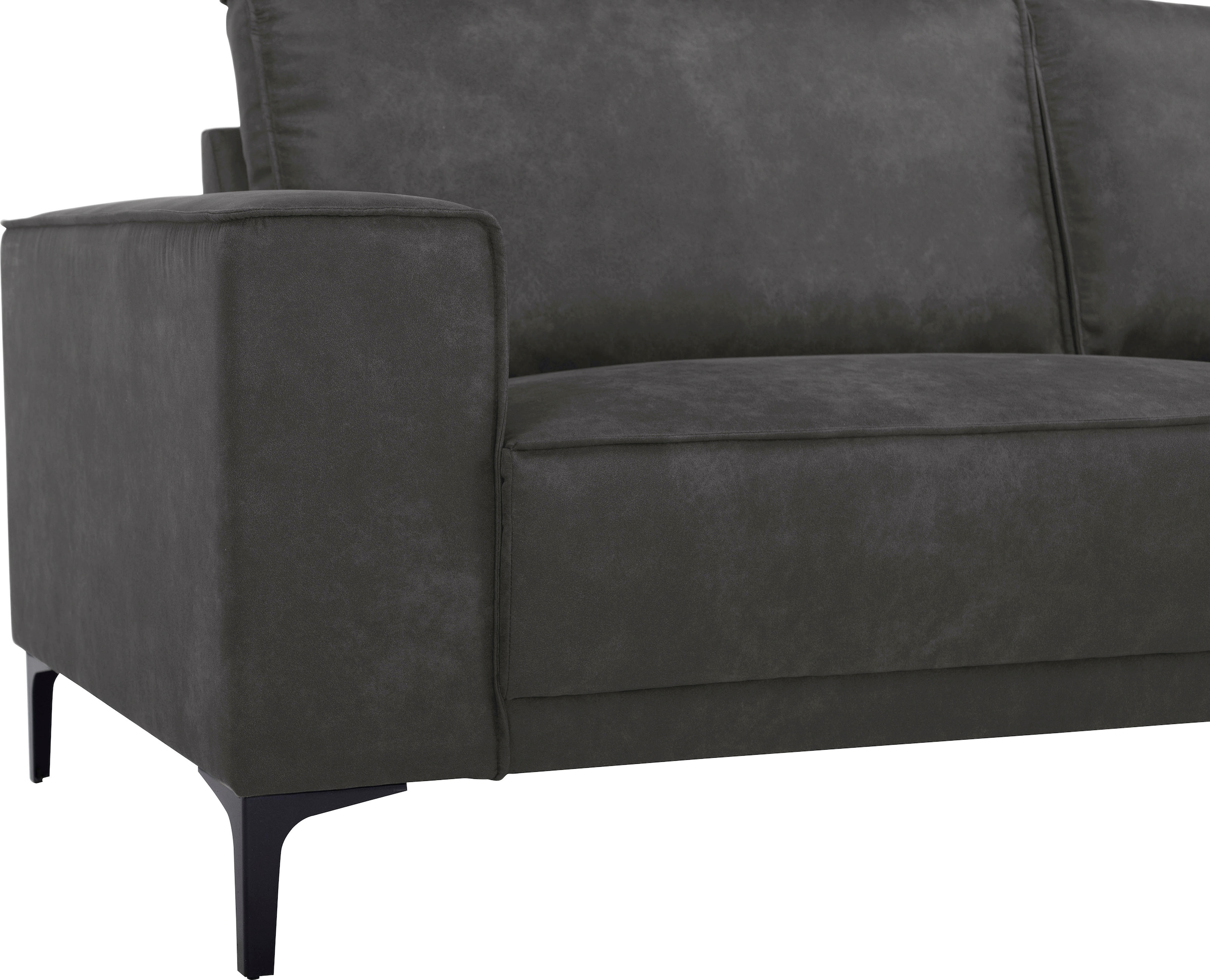 Places of Style Ecksofa »Polsterecke Oland, Struktur, Flachgewebe, Luxus-Microfaser, Boucle«, L-Form, 280 cm, Wellenunterfederung, Skandi-Design, Metallfüße