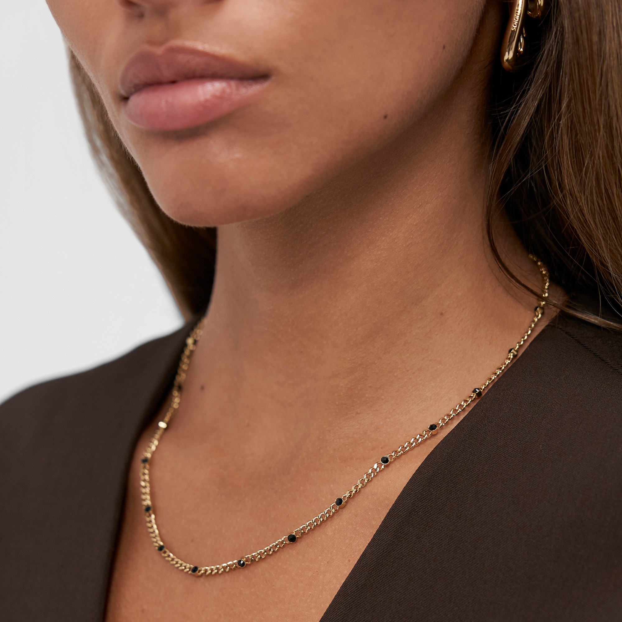 Copenhagen Studios Edelstahlkette »Schmuck Geschenk Halskette Glittery Cuban« mit Strassstein