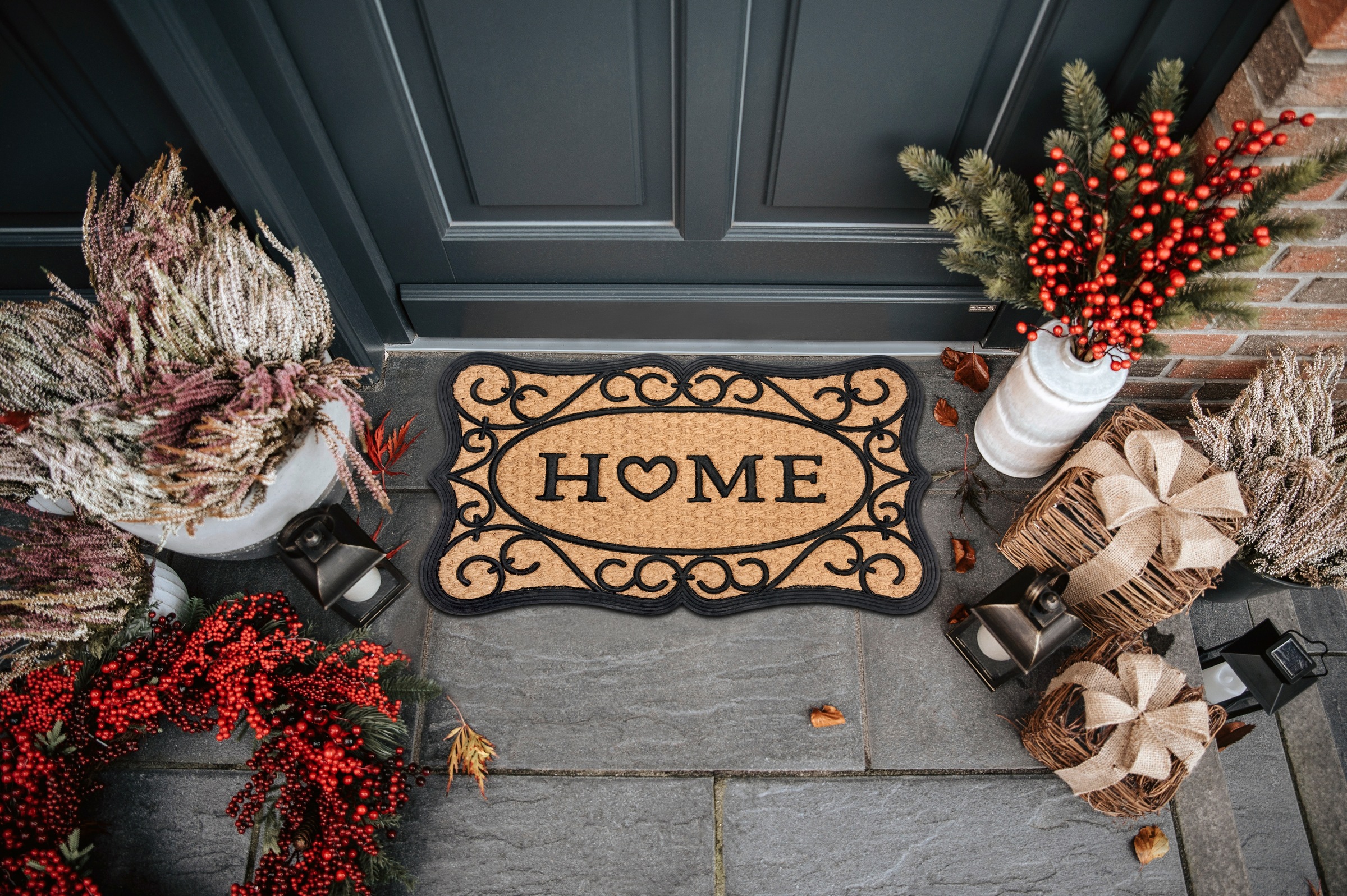 HANSE Home Fußmatte »Gummi-Kokos Heart Home Ornament, Türmatte«, rechteckig, 8 mm Höhe, Kokos, Gummi, Schmutzfangmatte, Outdoor, Rutschfest, Innen, Kokosmatte