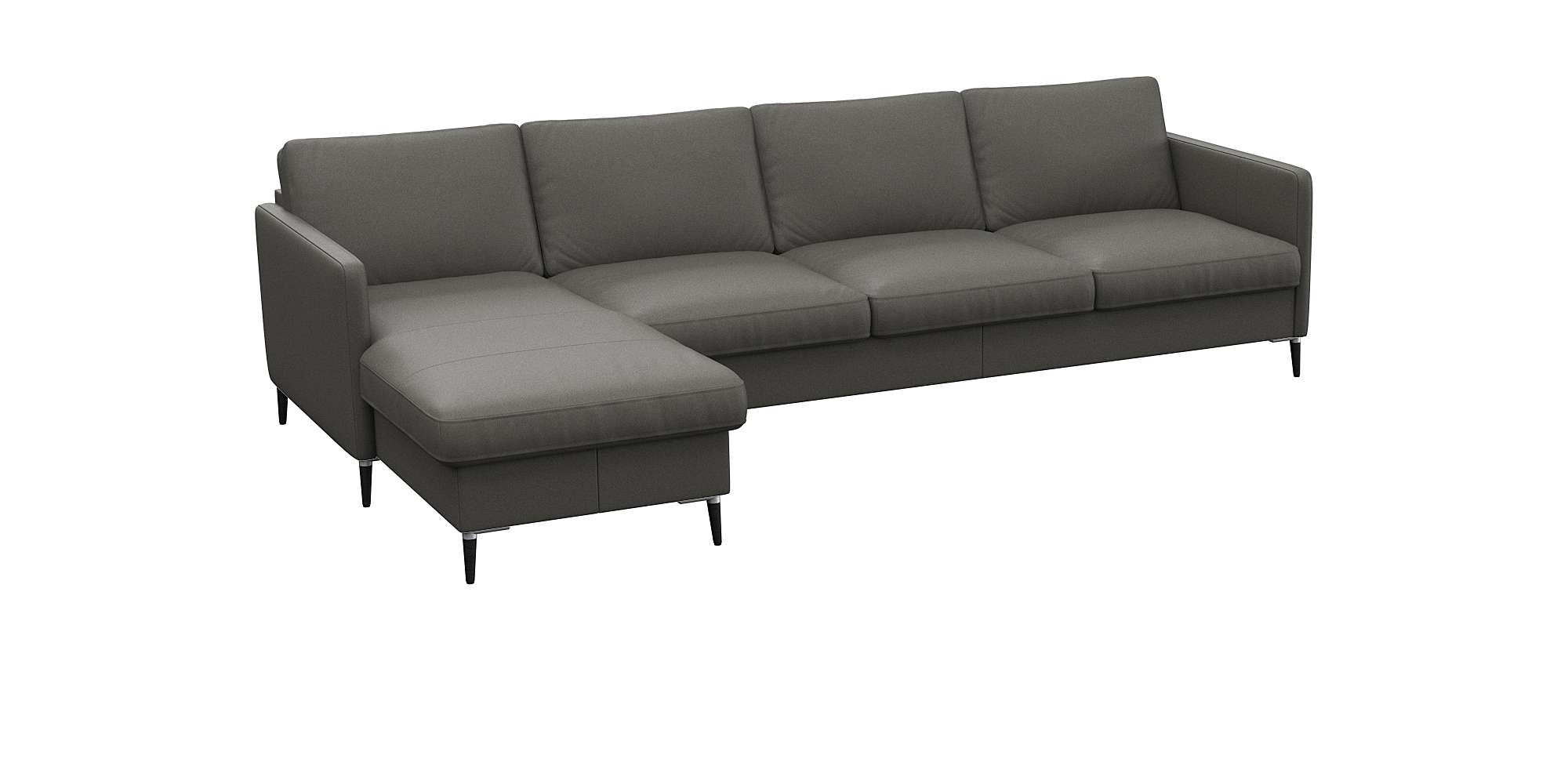 FLEXLUX Ecksofa »Fiore, L-Form«, schmale Armlehnen, Kaltschaum, Füße Alu+sc günstig online kaufen