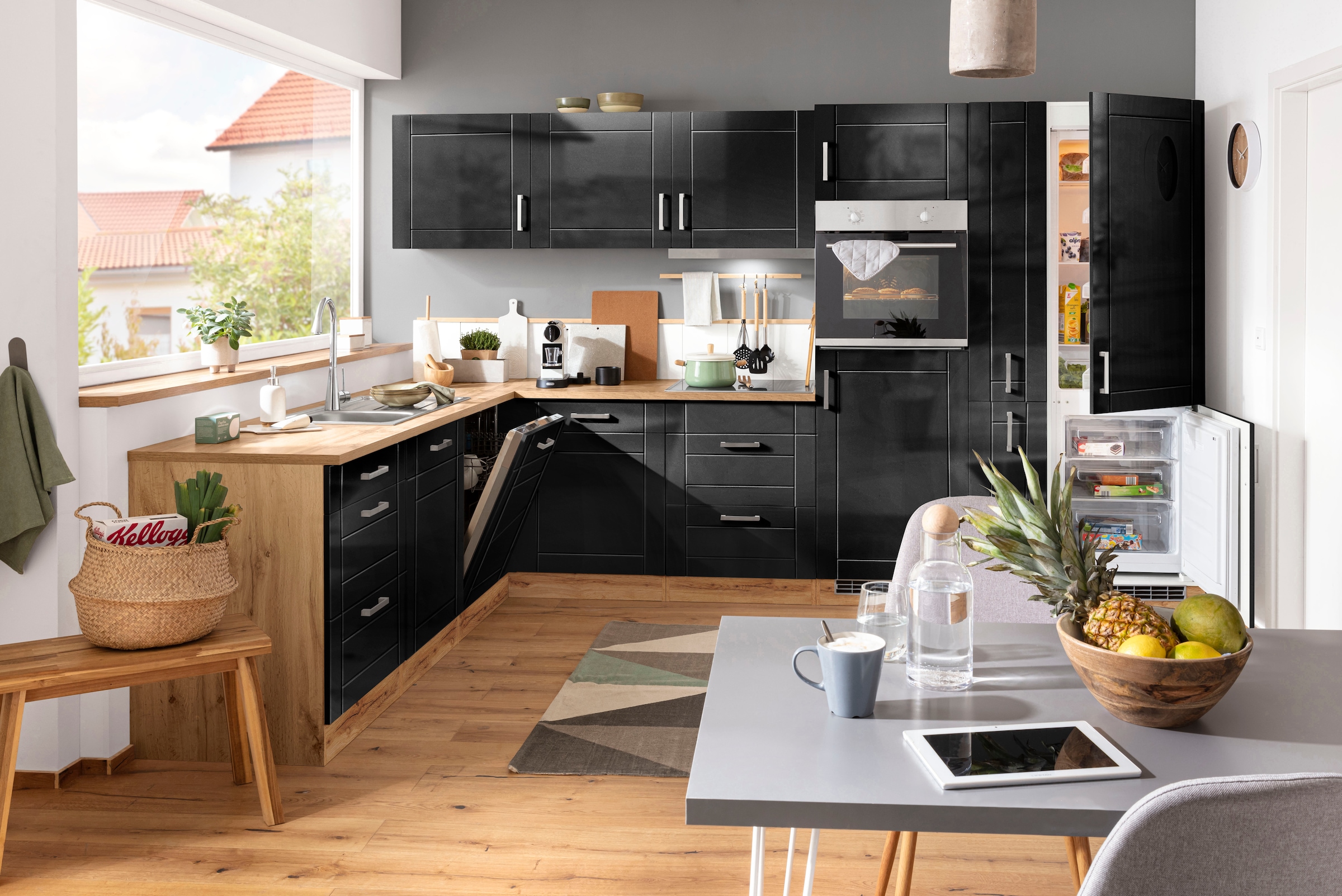 KOCHSTATION Winkelküche »KS-Tinnum«, mit E-Geräten, Stellbreite 240/330 cm