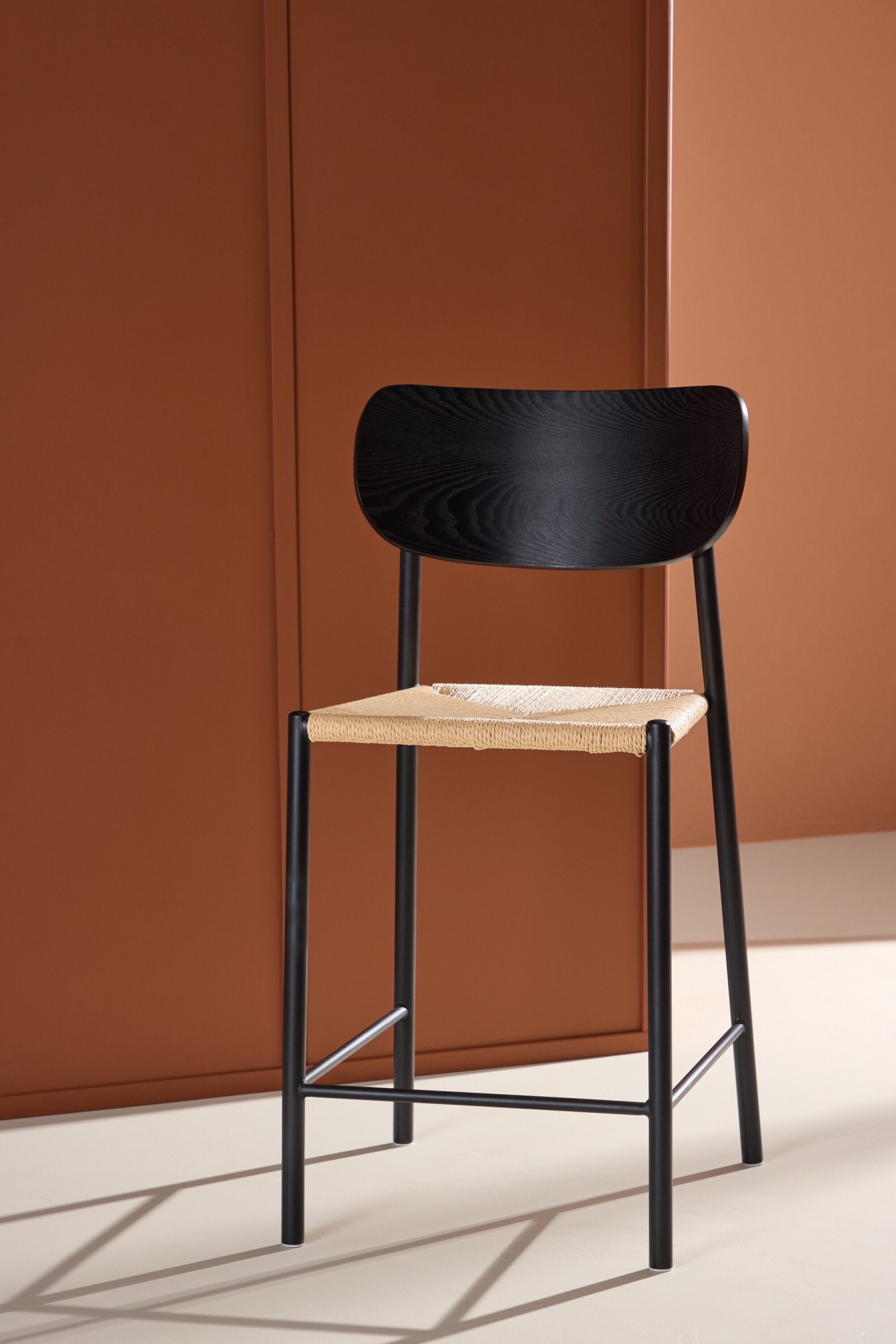 Venture Home Barhocker »Polly, Barhocker mit Rückenlehne und geflochtenem Seilsitz, 120 kg« 1 Stk. tlg. Tresenstuhl, Rattan, Stahlrahmen, geflochtenes Seil, hell