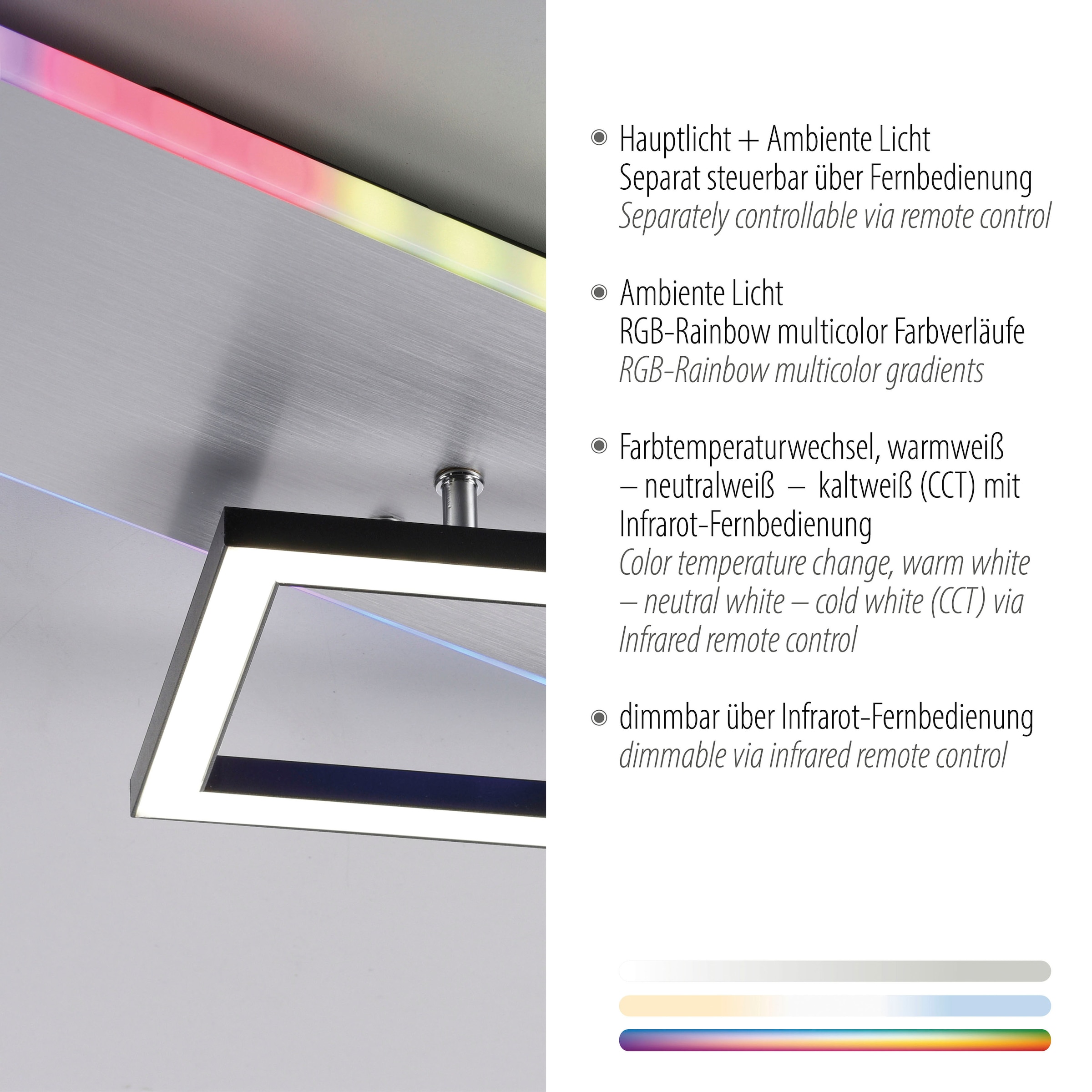 JUST LIGHT LED Deckenleuchte »RENDA«, 2 flammig, Leuchtmittel LED-Board-LED-Board | LED fest integriert-LED fest integriert