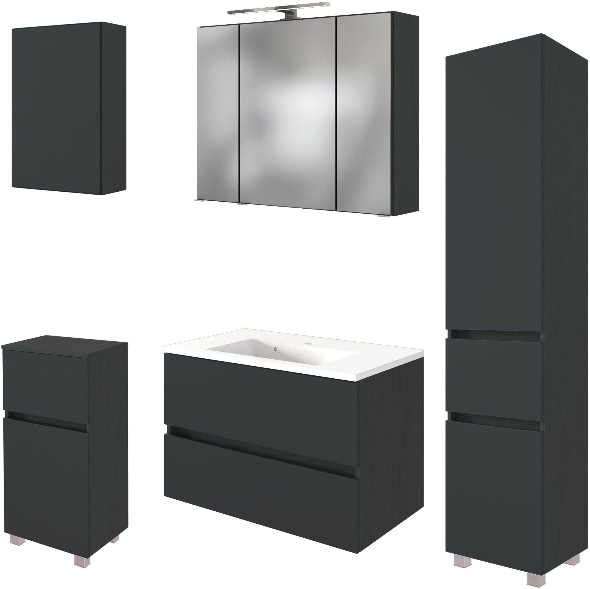 welltime Badmöbel-Set »Welltime Möbel Baabe Waschtisch-Set 3tlg. oder 5tlg. günstig online kaufen