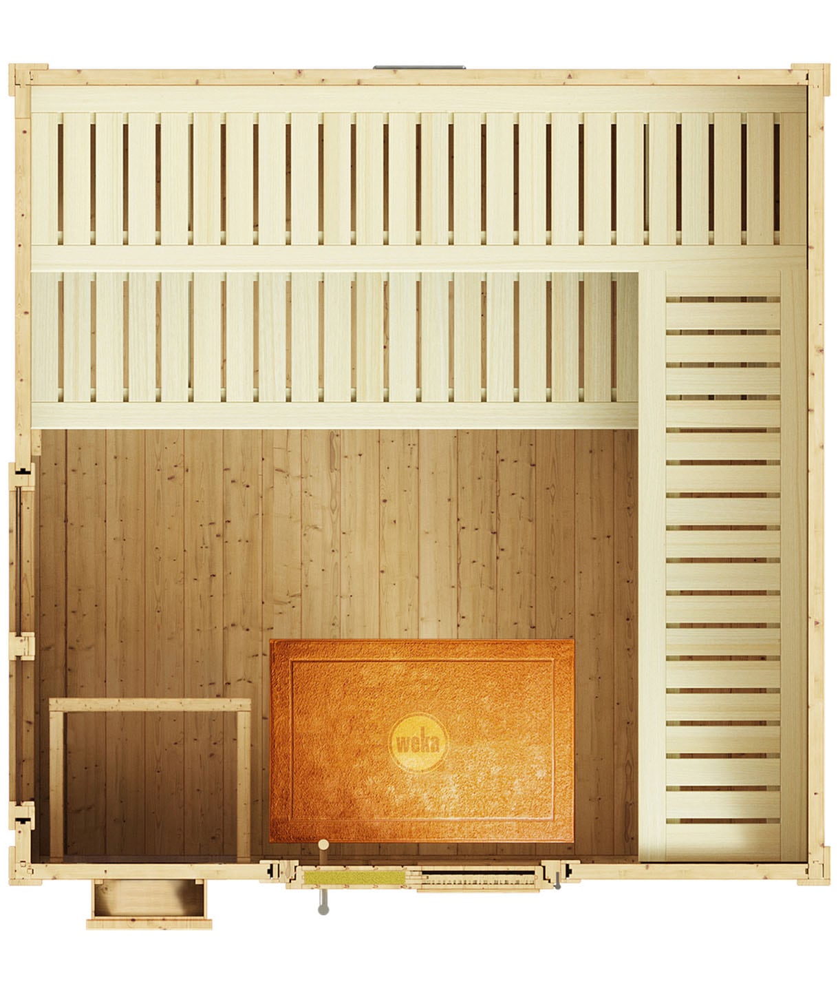 weka Saunahaus »Design-Saunahaus KUOPIO 2« Blockbohlen im wekaLine-Profil, bodentiefes Fensterelement