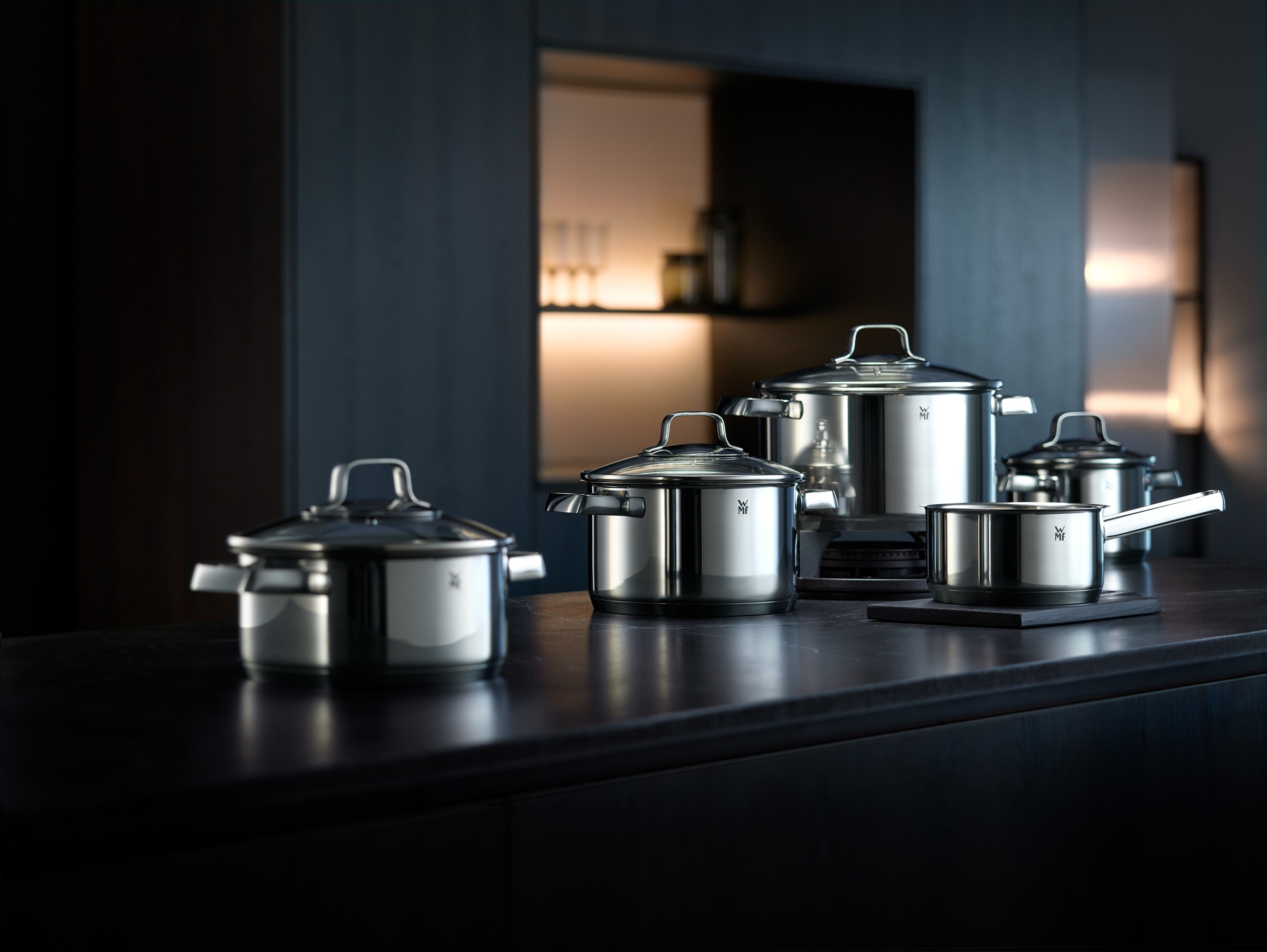 WMF Topf-Set »Belmonte«, Cromargan® Edelstahl Rostfrei 18/10, (Set, 7 tlg.), Glasdeckel, Schüttrand, poliert, für alle Herdarten