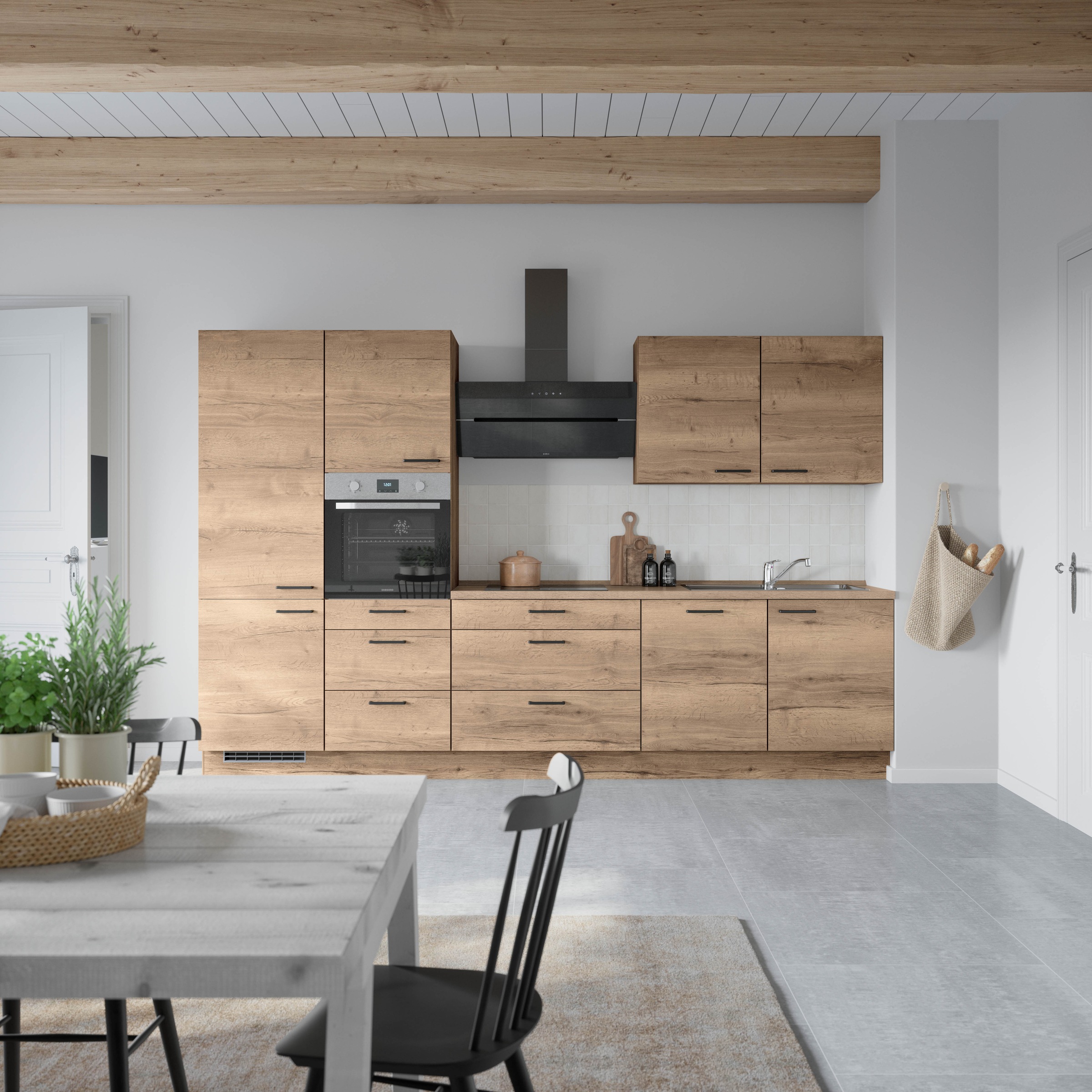 nobilia® Küchenzeile »"Structura II"«, vormontiert, Ausrichtung wählbar, Breite 330 cm, wahlw. mit E-Geräten