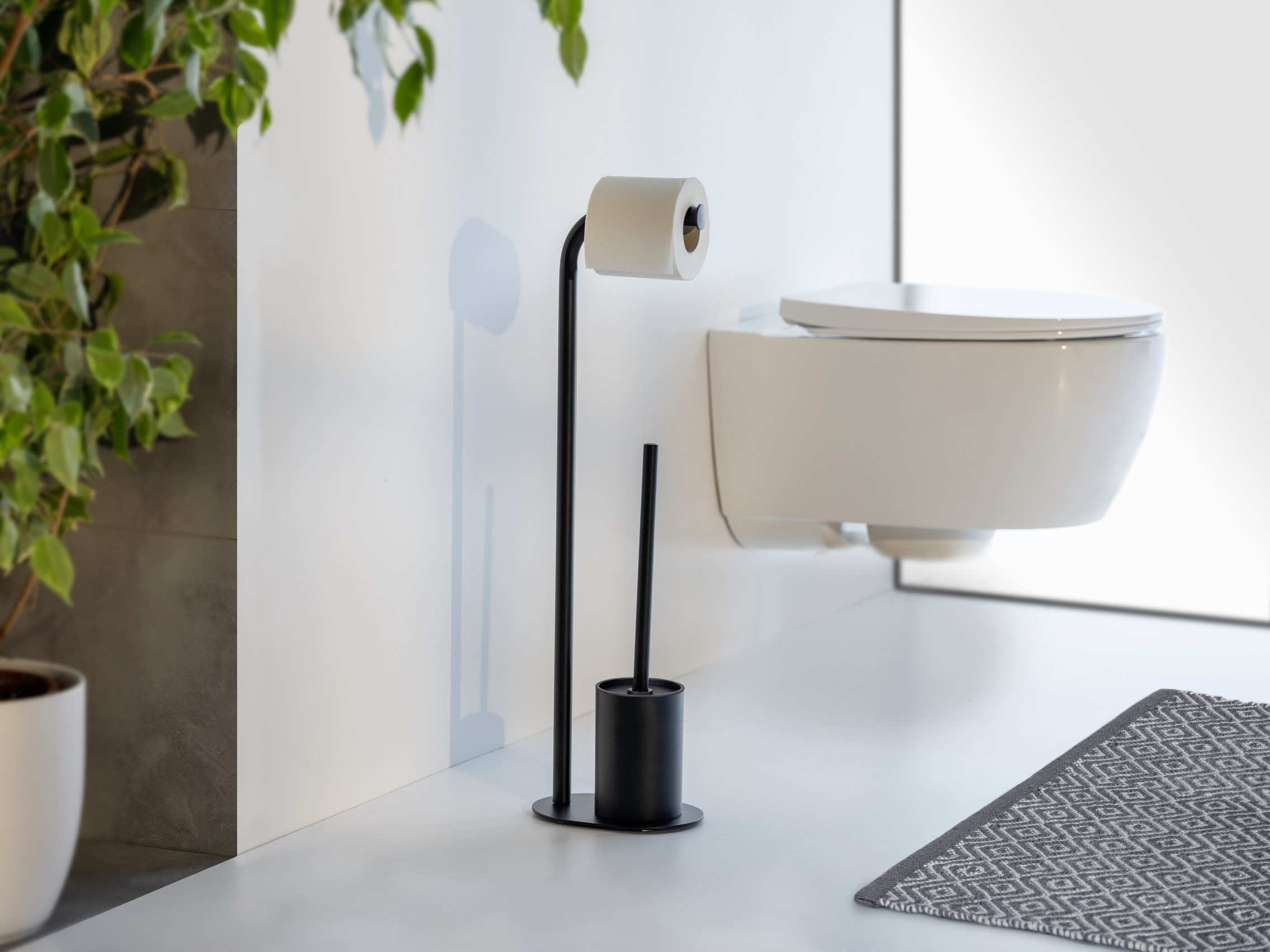 WENKO WC-Garnitur »Levante« aus Metall Stand WC-Garnitur, freistehend, mit Rollenhalter und WC-Bürste
