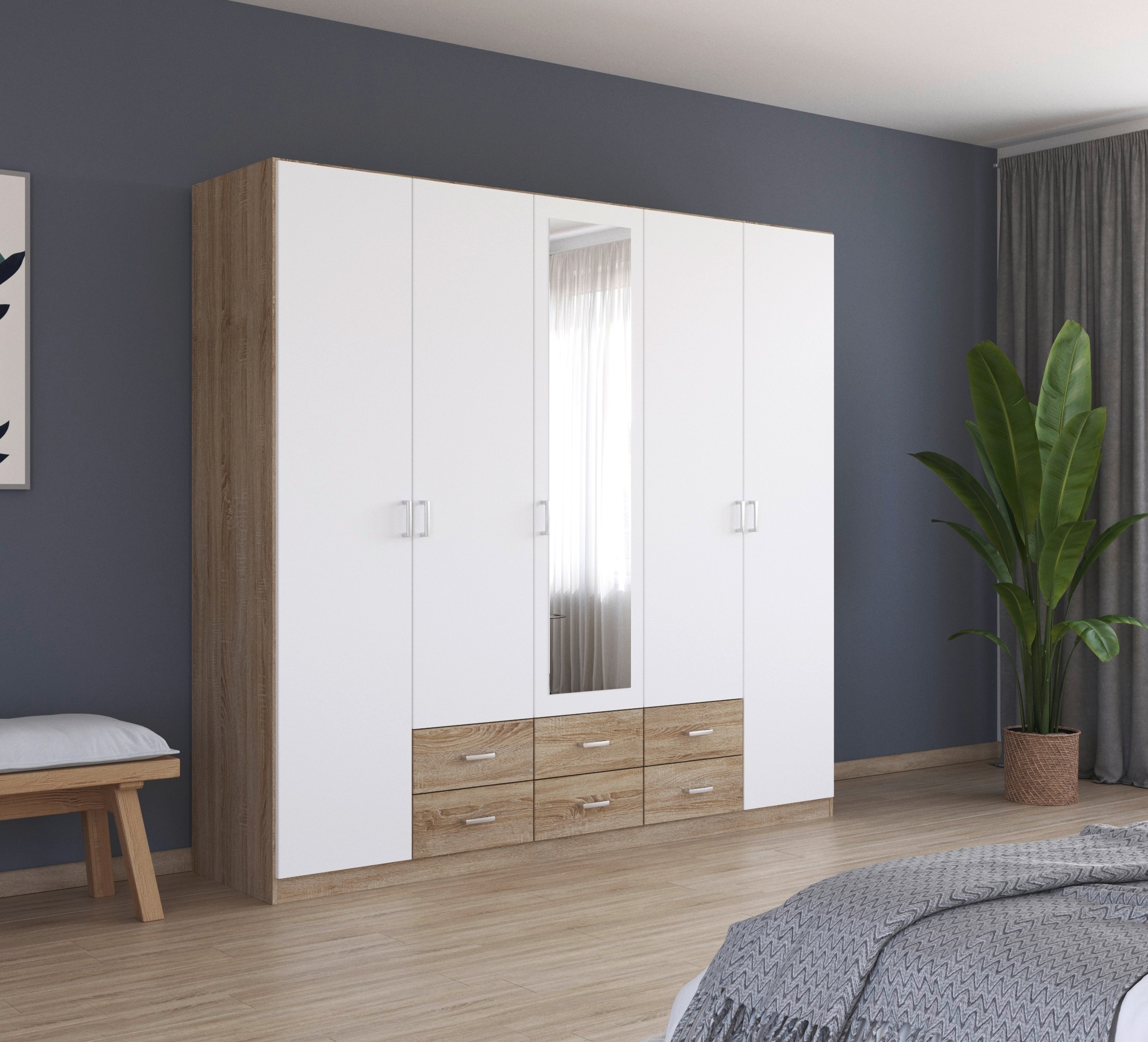rauch Kleiderschrank »Schrank Garderobe Wäscheschrank GAMMA in 3 Breiten«, viel Stauraum mit 6 Schubladen, mit Spiegel TOPSELLER MADE IN GERMANY