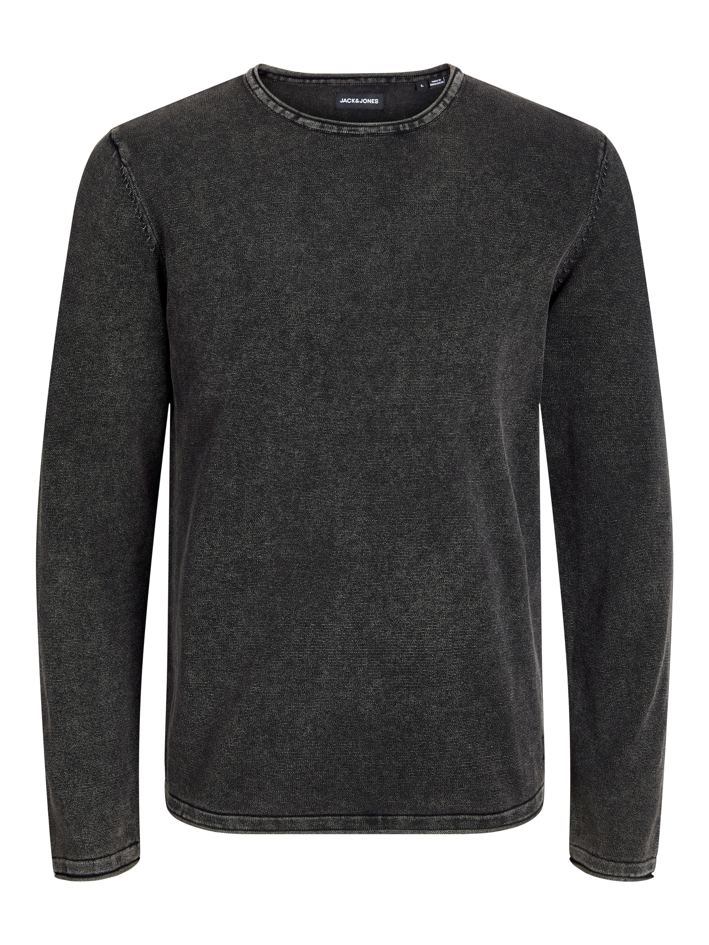 Jack & Jones Rundhalspullover »JJELEO aus pflegeleichter Baumwollqualität« unifarben, modisch, schmal, Baumwolle, Rundhals