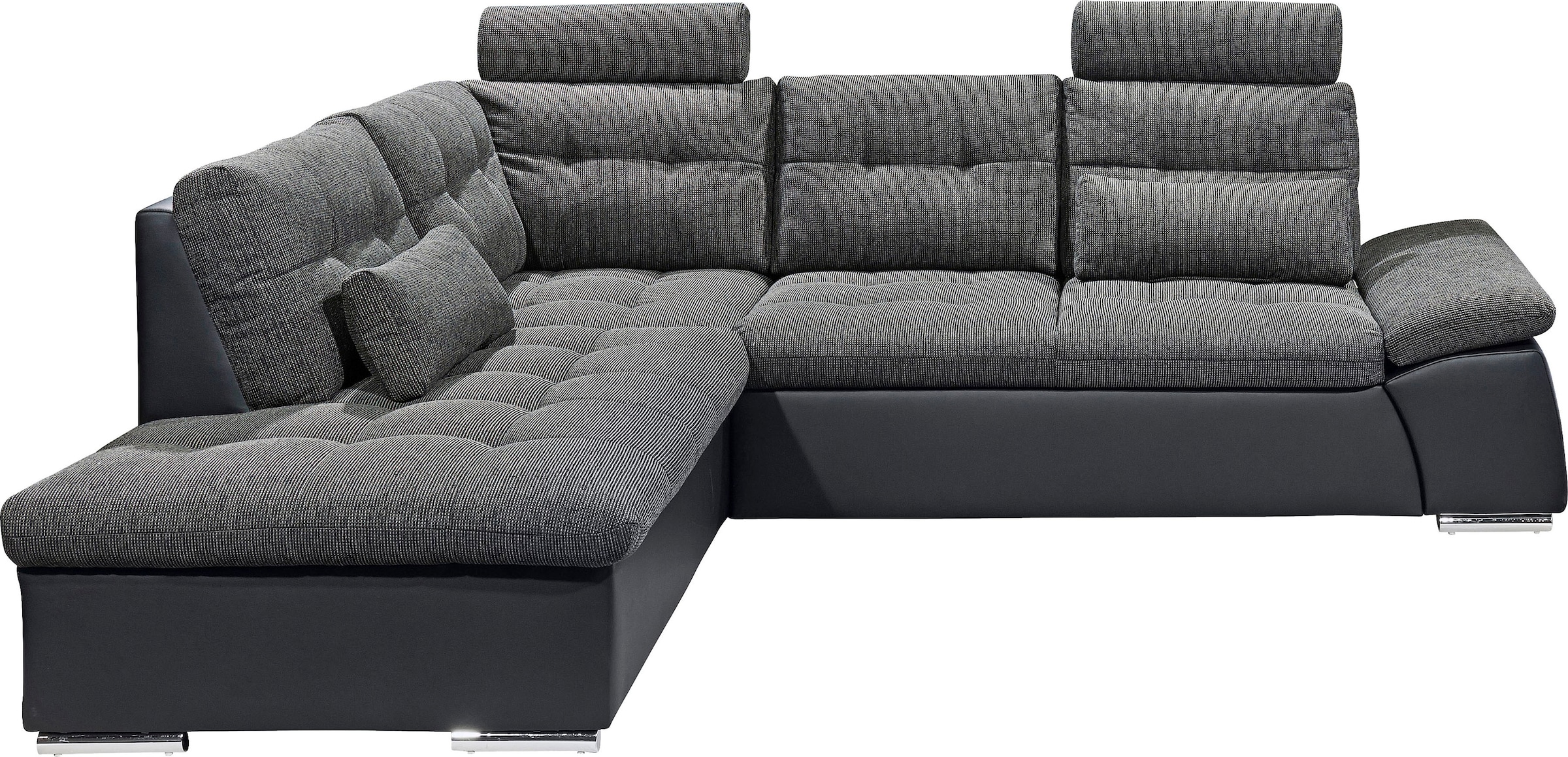ED EXCITING DESIGN Ecksofa »Jakarta L-Form«, mit Bettfunktion, Armteilverstellung, Kopfstützen & 2 Nierenkissen
