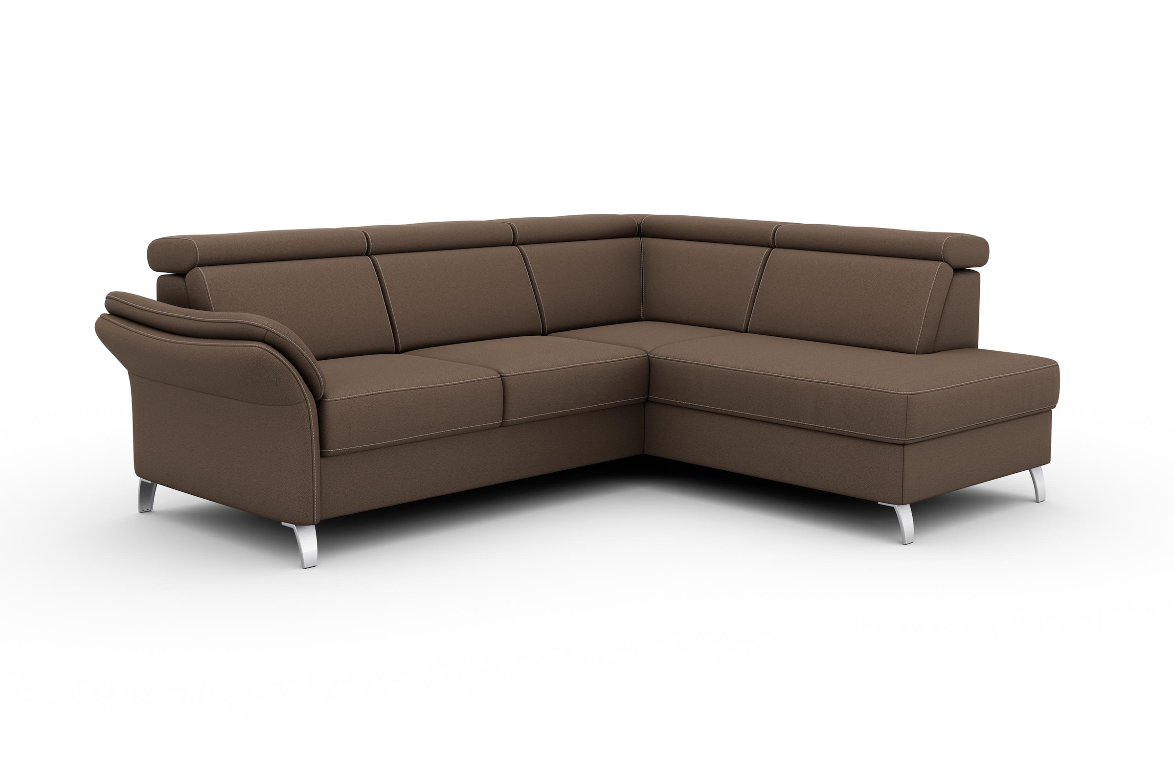 sit&more Ecksofa »Vincenzo L-Form«, inklusive Kopfteilverstellung, wahlweise mit Bettfunktion, Bettkasten