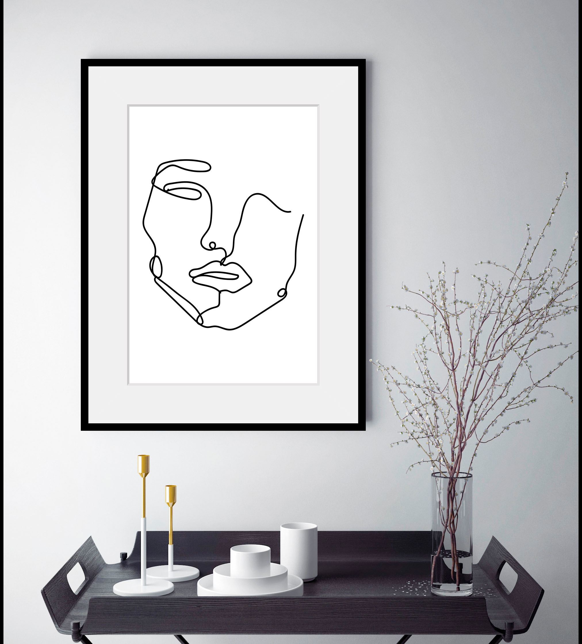 queence Bild »Sandy« Frau   Gesicht   Kunst   Schwarz-Weiß 1 Stk. tlg. HD P günstig online kaufen