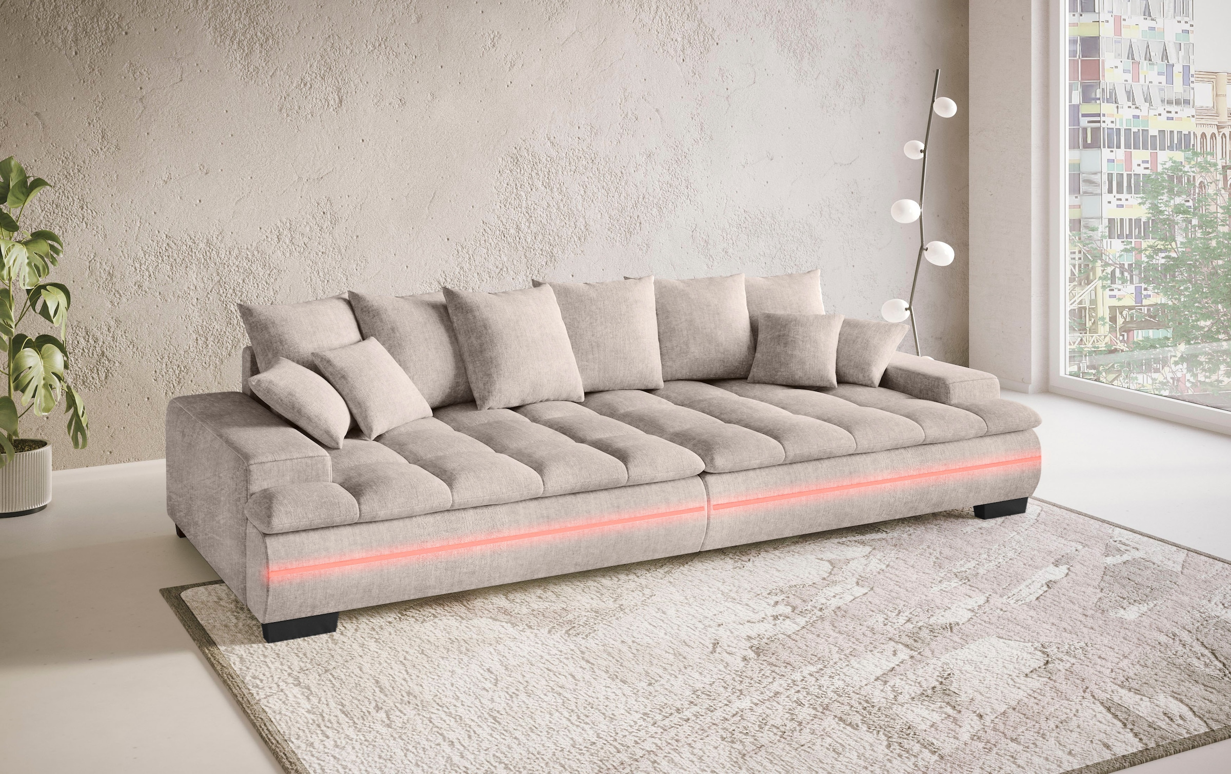 Mr. Couch Big-Sofa »Haiti II RGB-LED«, RGB-LED Beleuchtung, mit Handwerklich gearbeiteter Komfort-Steppung