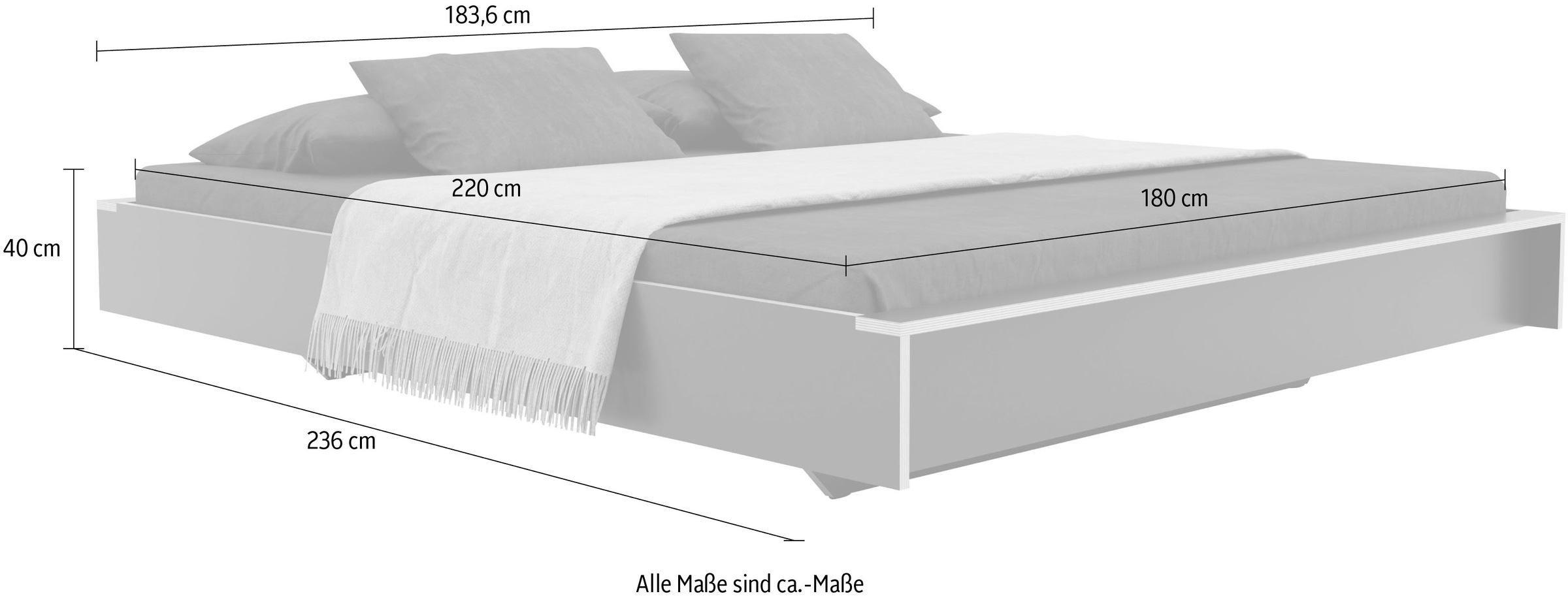 4. Bild von Müller SMALL LIVING Holzbett »FLAI HIGH«, Überlänge Liegefläche 220 cm, Komfort Höhe 40 cm ohne Kopfteil