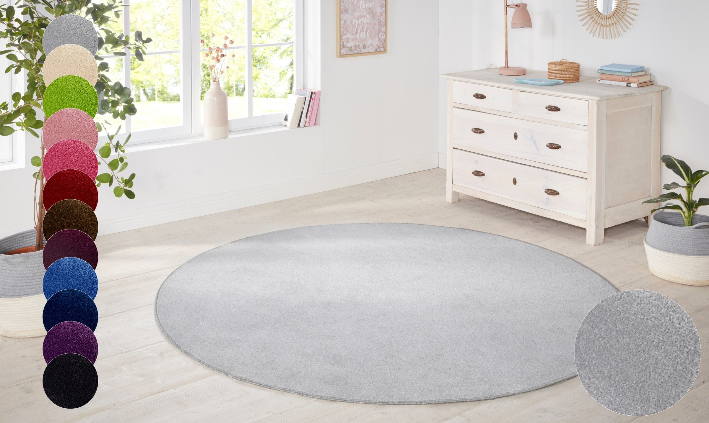 HANSE Home Teppich "Shashi" rund 8,5 mm Höhe Kurzflor, Unifarben, Teppich, günstig online kaufen