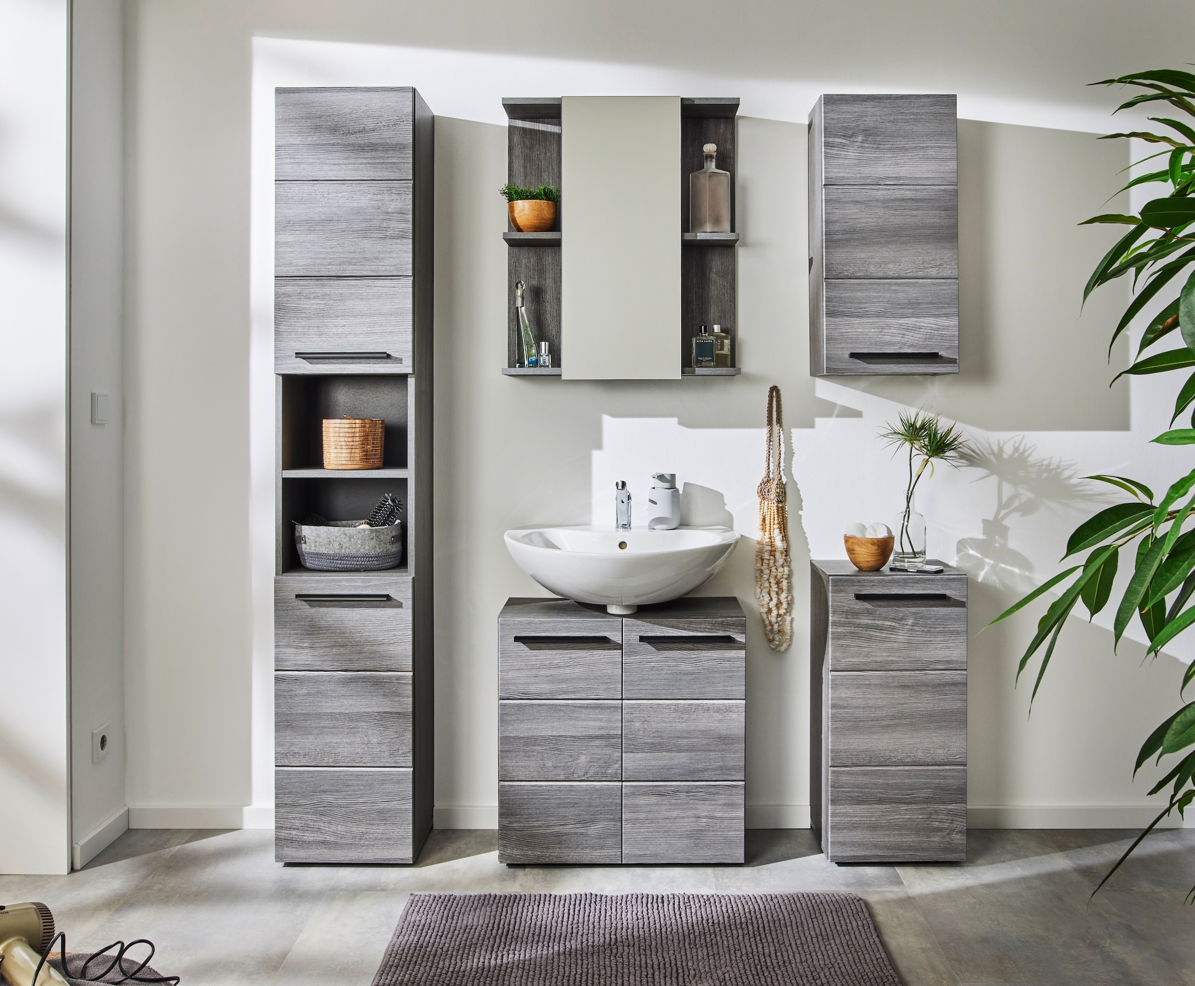 BASIC by Balculina Hängeschrank »Silver, Badezimmerschrank BxHxT 34x70x23«, (1 St.), Breite 34cm, Tür L/R monierbar, FSC-Mix 70%