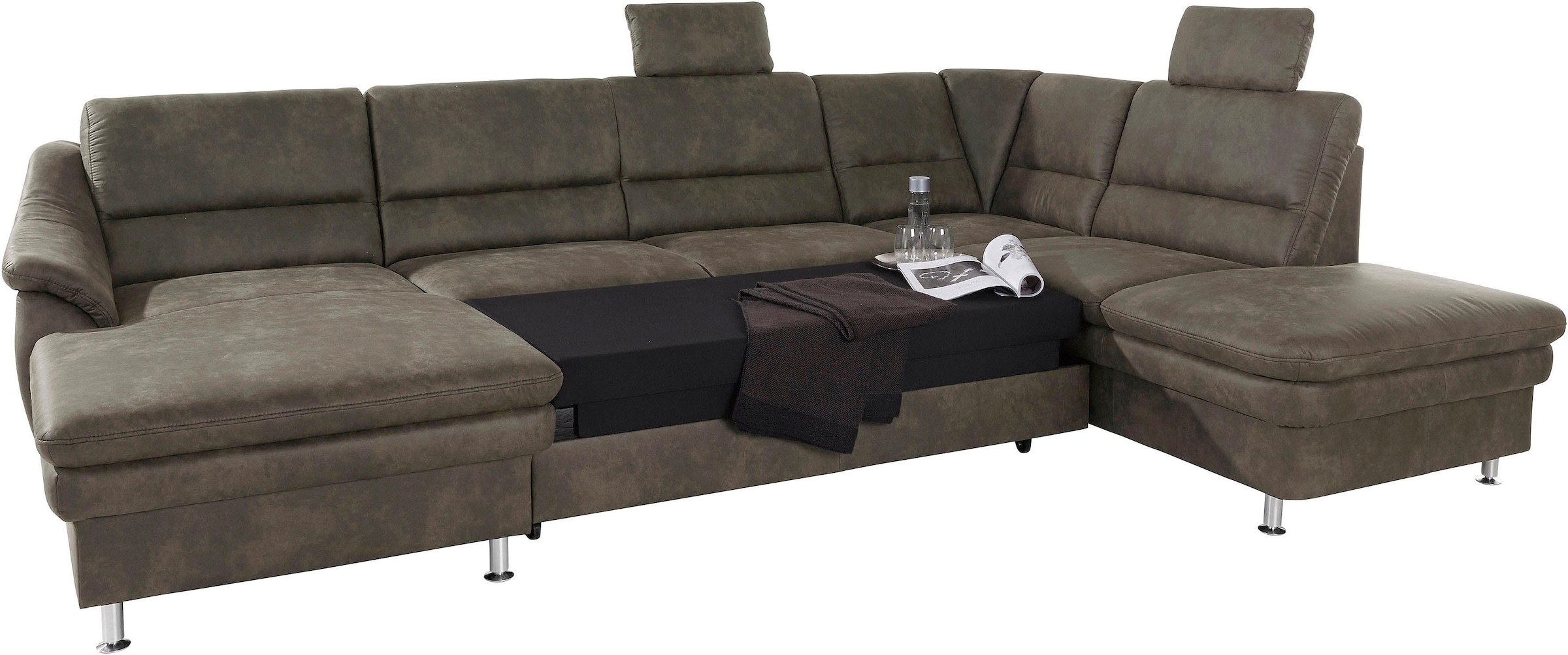 sit&more Wohnlandschaft »Cardoso U-Form«, mit Federkern und Kopfstützen, mit Bettfunktion und Relaxfunktion