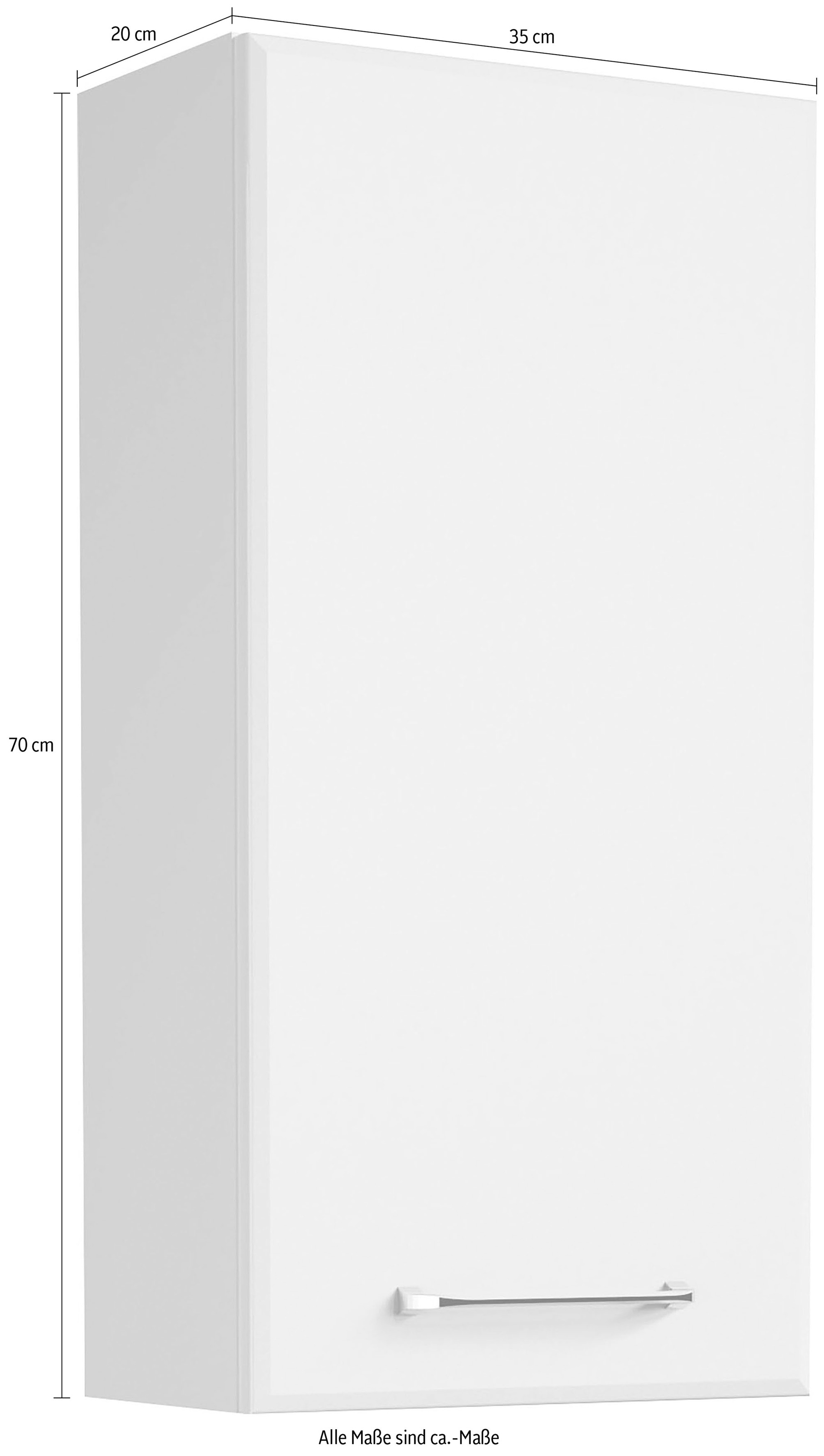 Saphir Hängeschrank »Quickset Wand-Badschrank 35 cm breit mit 1 Tür, 2 Einlegeböden«, Badezimmer-Hängeschrank inkl. Türdämpfer, Griffe in Chrom Glanz