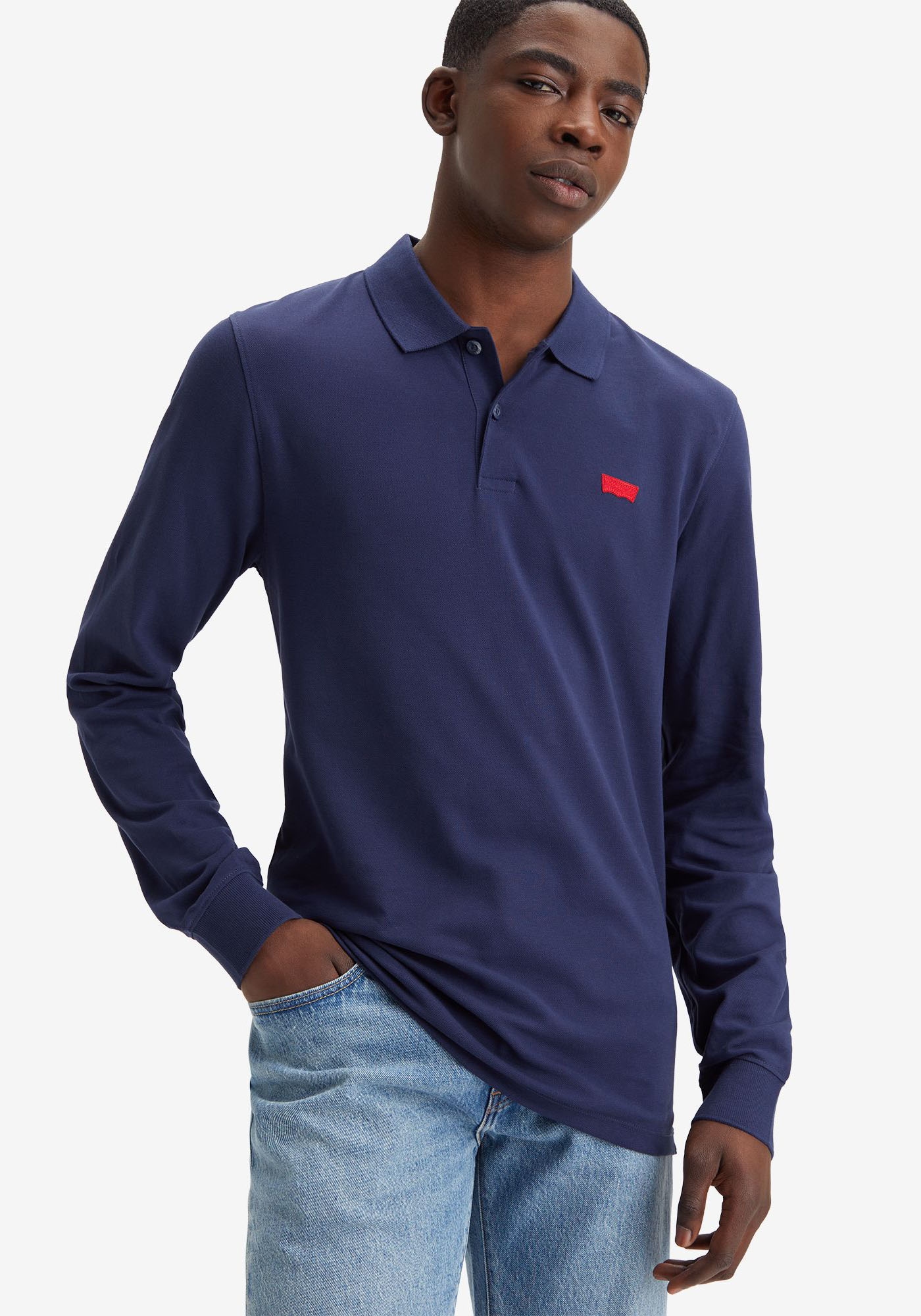 Levi's® Langarm-Poloshirt, mit Logo Stickerei