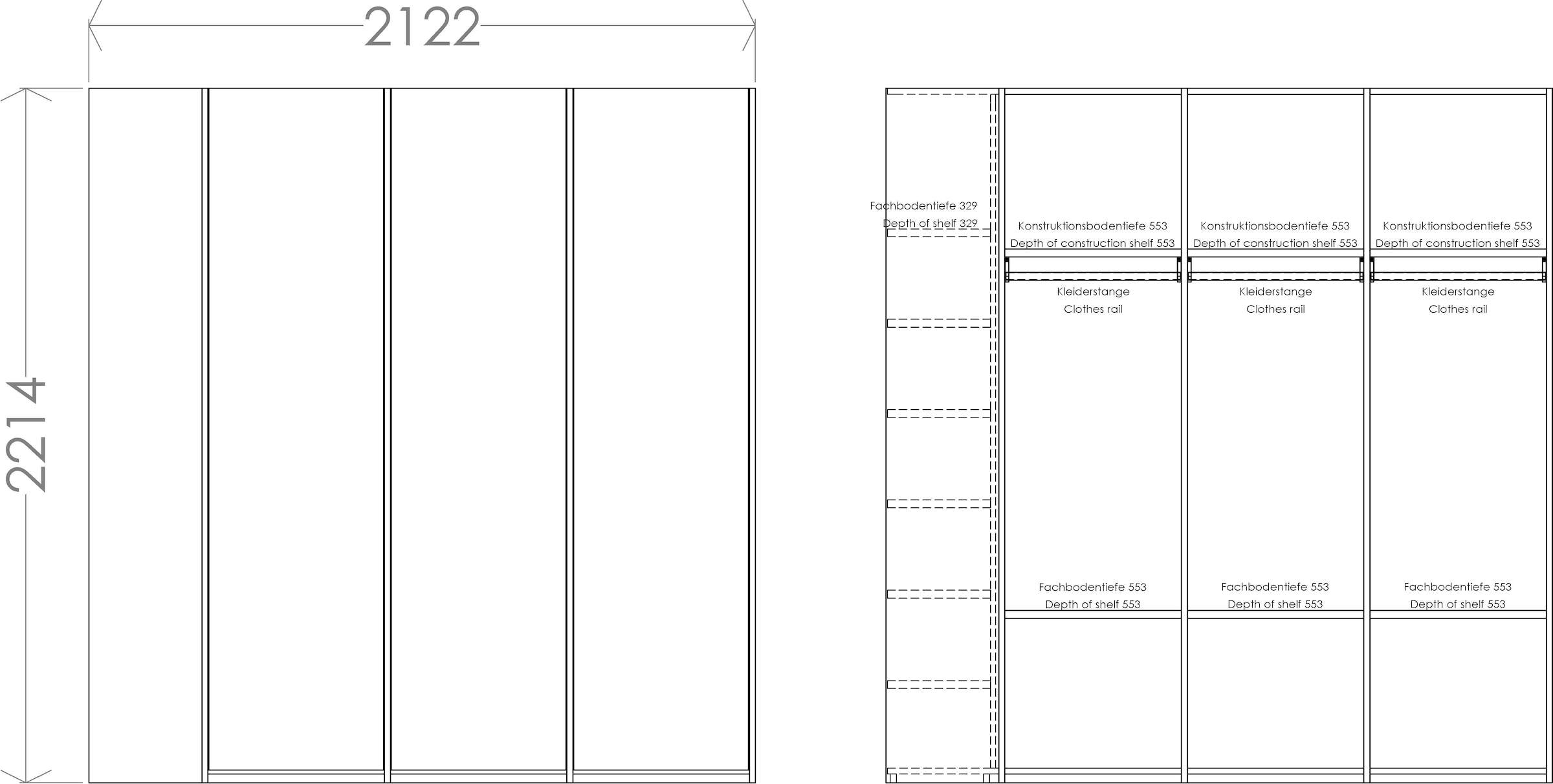 Müller SMALL LIVING Kleiderschrank »Modular Plus Variante 3«, inklusive links oder rechts montierbarem Seitenregal