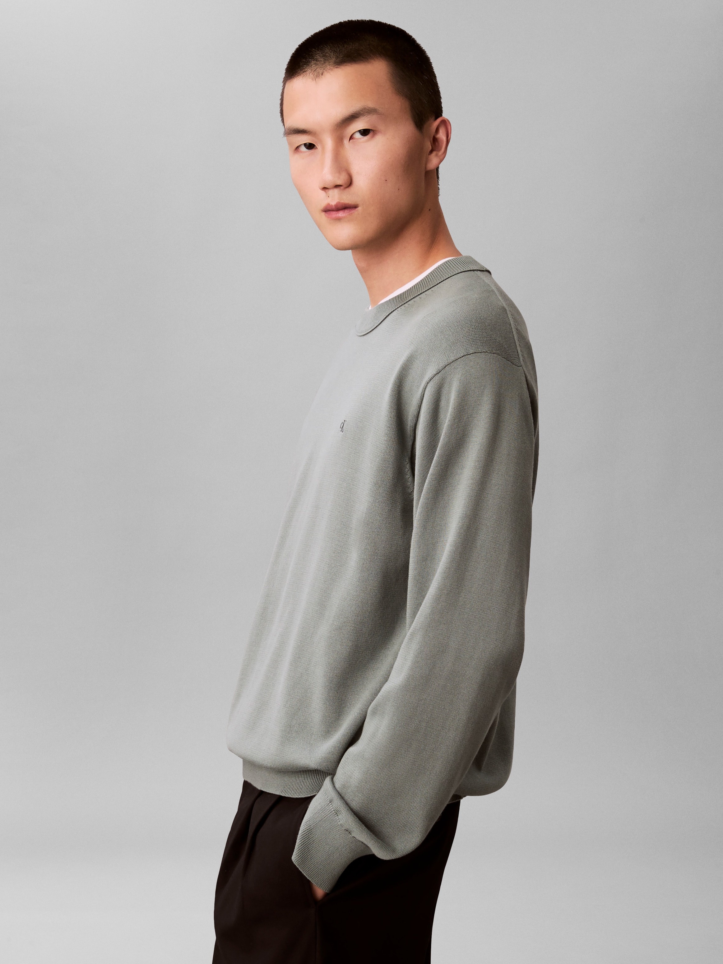 Calvin Klein Strickpullover »LS EZ COTTON CREWNK SWEATER 12GG« Mit Rundhalsausschnitt