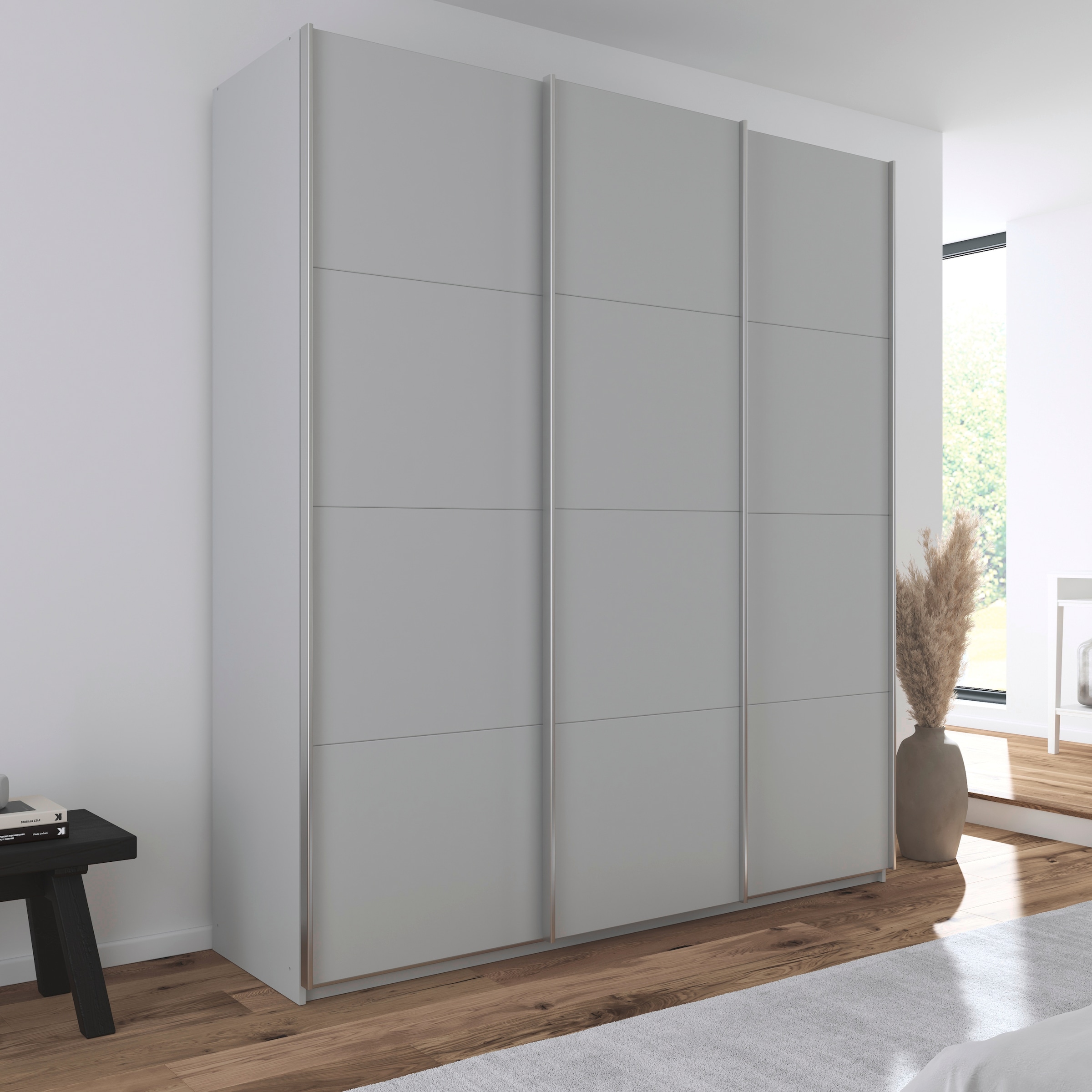 rauch Schwebetürenschrank »Kleiderschrank Schrank Garderobe AGORDO mit Dekor- oder Hochglanzfront«, (in zwei Griff-Farben), durchdachte Innenausstattung, in 4 Breiten und 2 Höhen MADE IN GERMANY