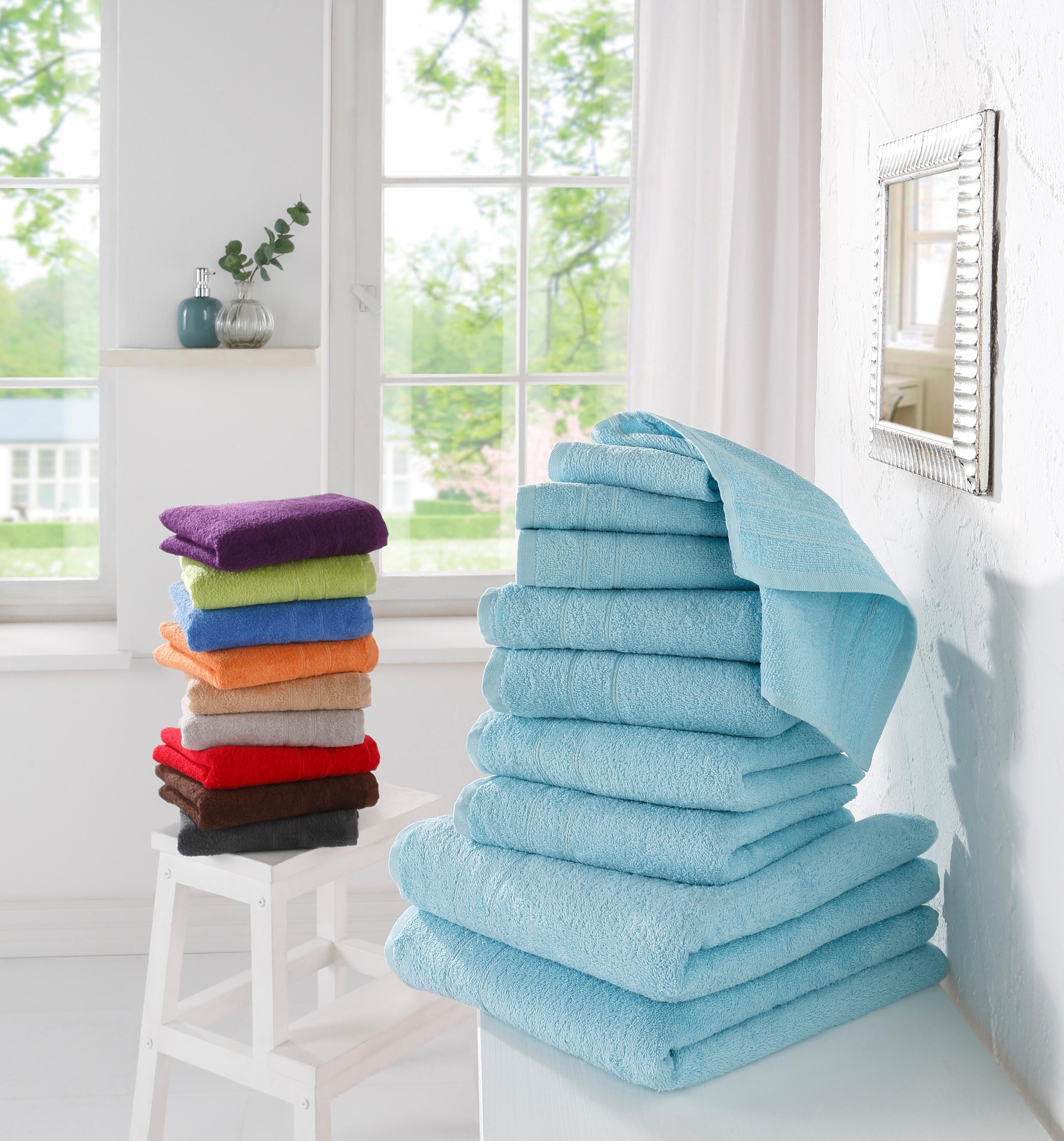 Set, Handtuchset Handtücher 100% aus tlg., mit my und bequem Walkfrottee, 10 home Handtuch »Inga«, Set Baumwolle feiner bestellen schnell Bordüre,