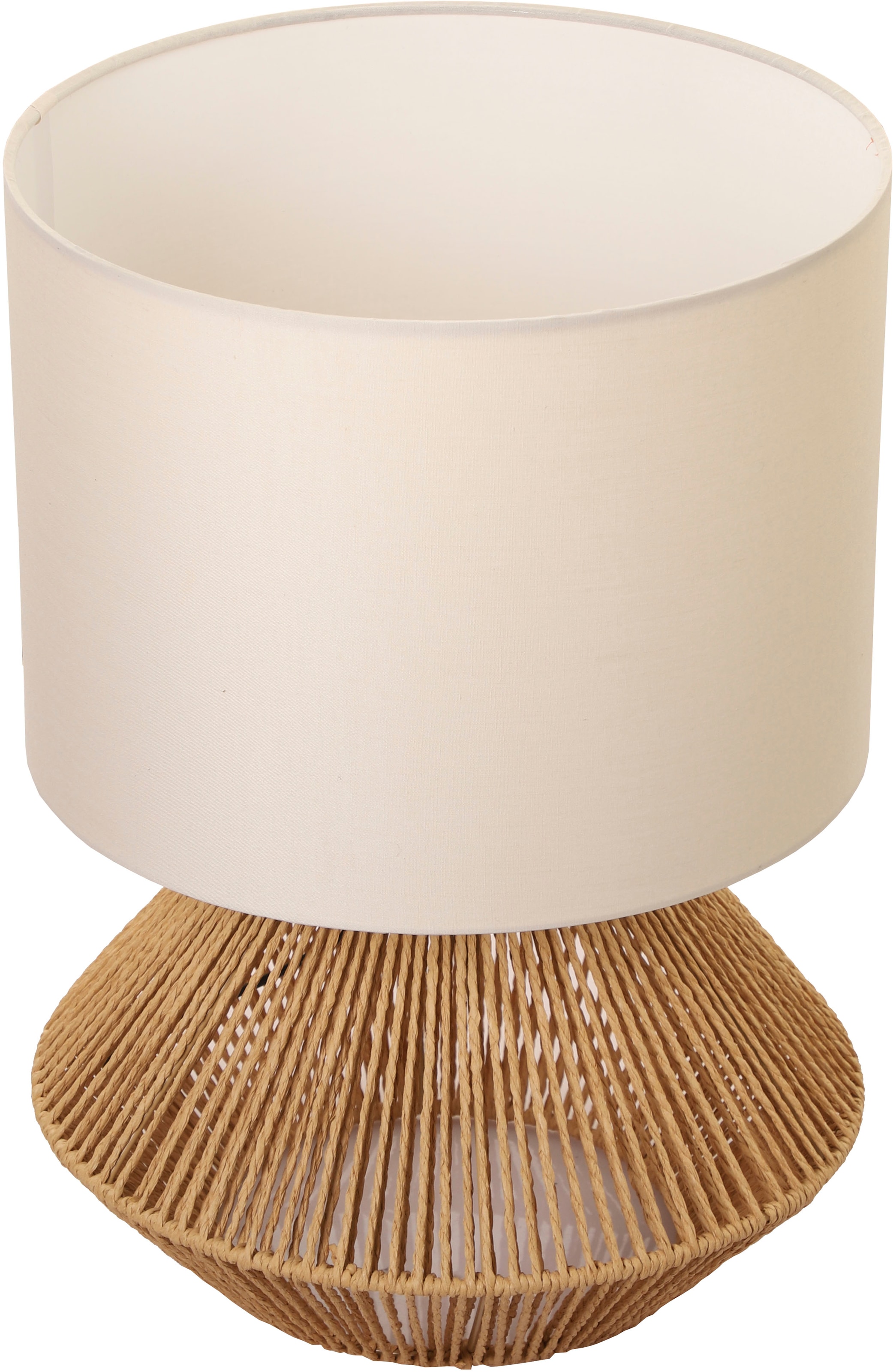 andas Tischleuchte »Hörvik«, 1 flammig, Leuchtmittel E27 | ohne Leuchtmittel, Tischlampe mit Sisal Schnur, Leinenschirm / Stoff - beige, 42 cm hoch