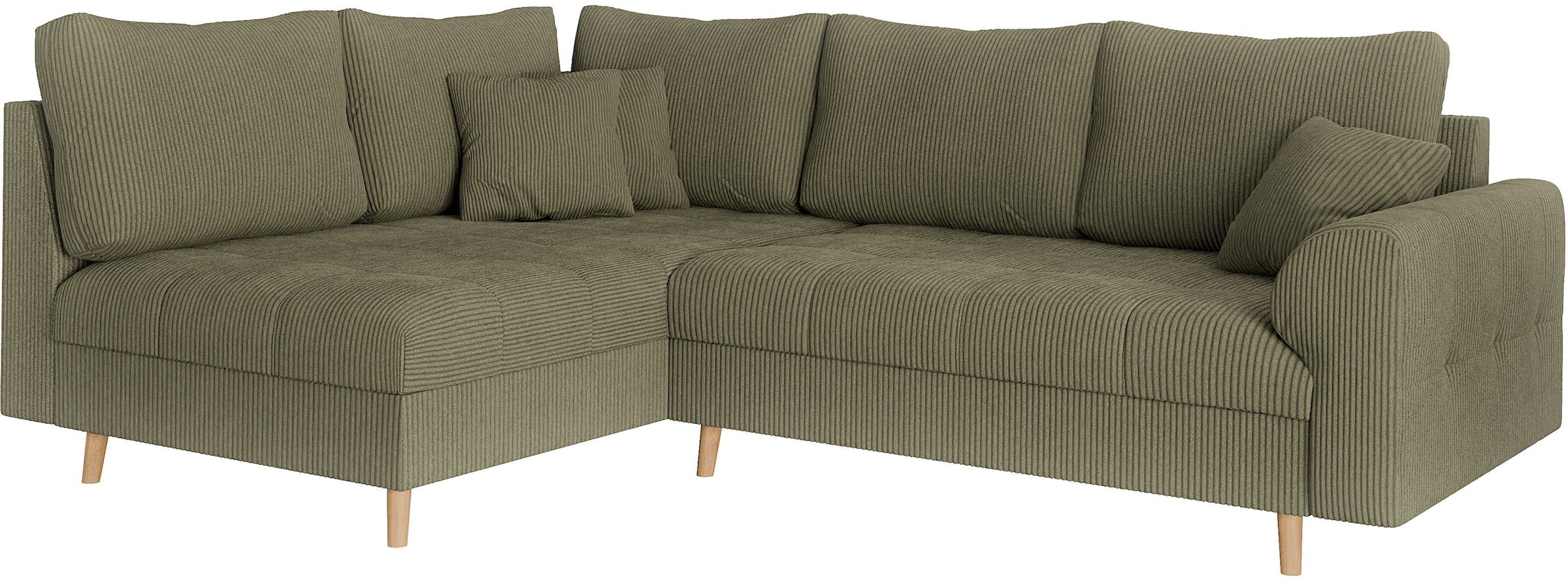 Home affaire Ecksofa »CHARRE L-Form mit Ottomane, Maße B/T/H: 231/161/81 cm«, feine Steppung, lose Rücken- und Zierkissen, auch in Cord und Bouclé