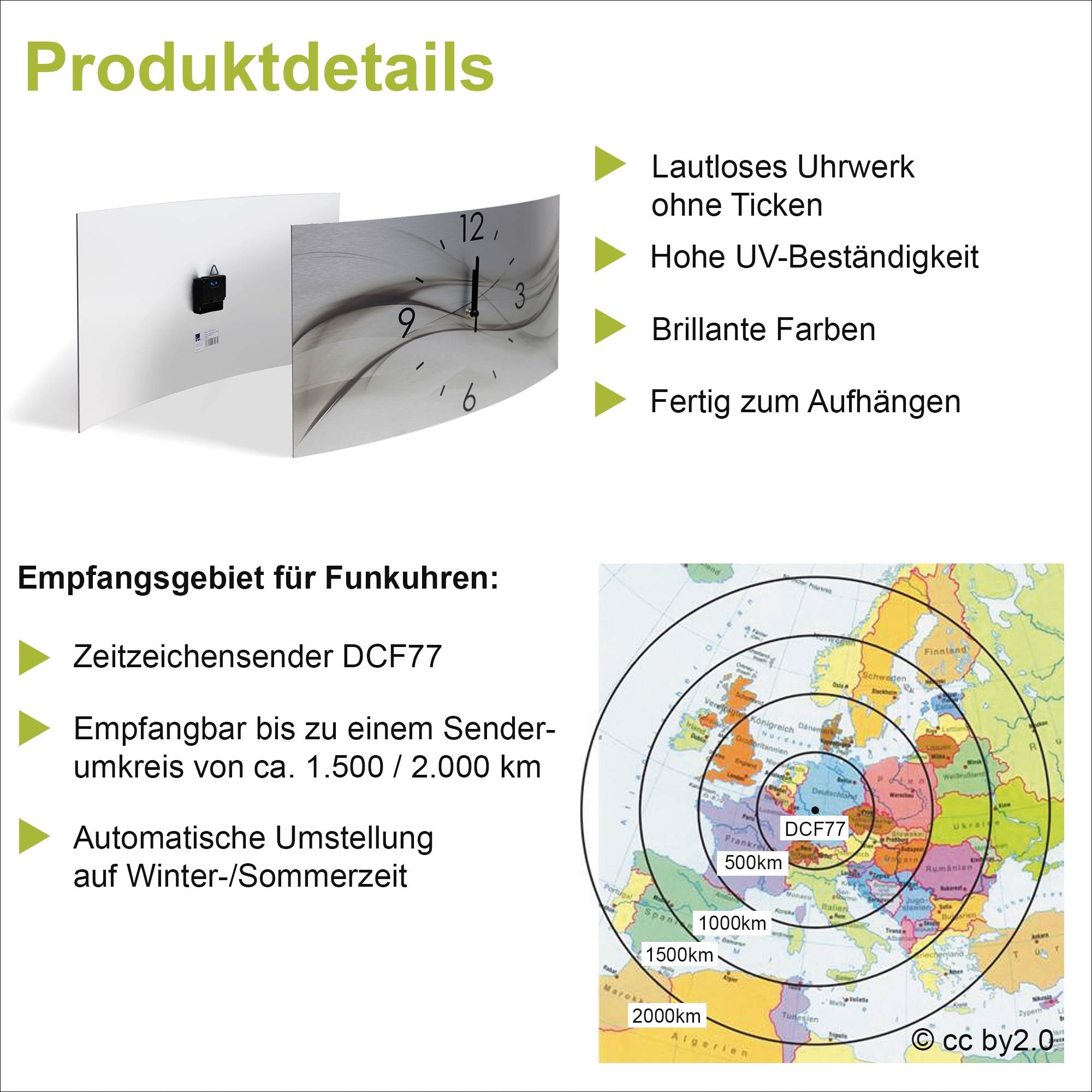 Artland Wanduhr »Ideen«, 3D Optik gebogen, mit Quarz- oder Funkuhrwerk, versch. Größen