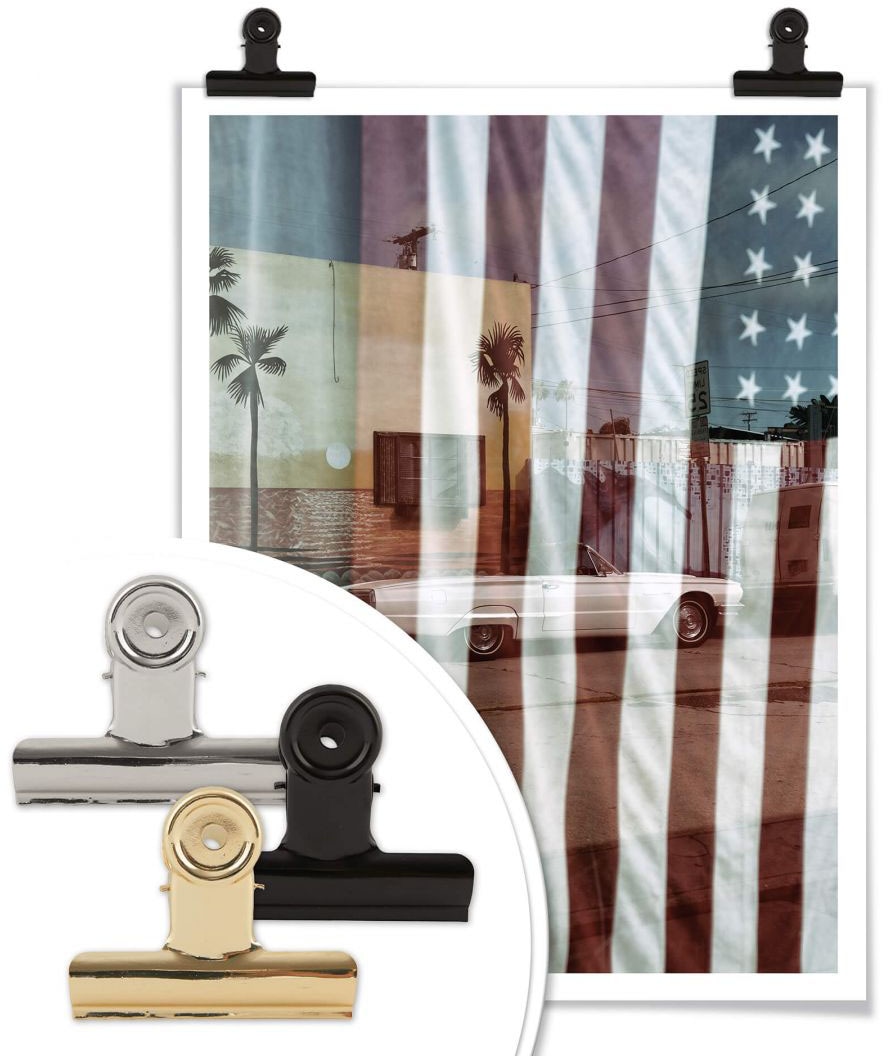 Wall-Art Poster »Flagge Amerika Reflection USA«, Autos, (1 St.), Poster ohne Bilderrahmen