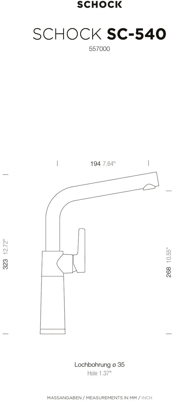 Schock Küchenarmatur »SC540« Festauslauf, Schwenkbereich 360°