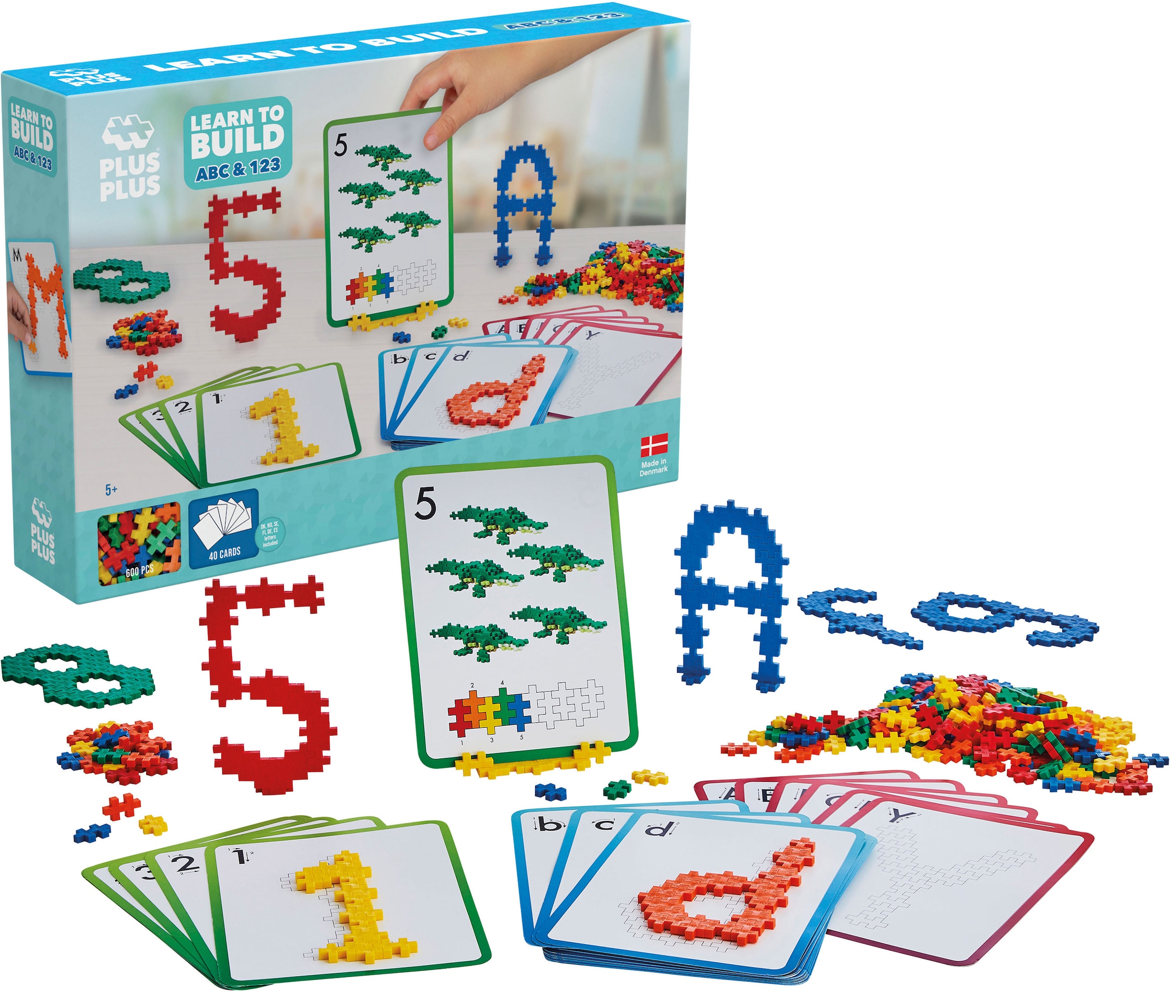 PLUS-PLUS Spielbausteine »Kreativ Bausteine ABC & 123«, (600 St.), Made in Europe