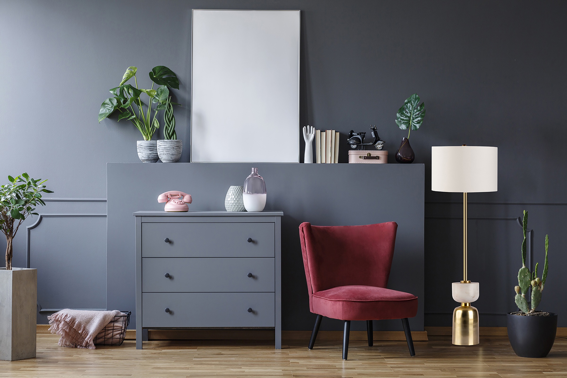 Kayoom Stehlampe »Ceres«, 1 flammig, Leuchtmittel E27 | ohne Leuchtmittel, Stehlampe, Sockel in Material-Mix aus Marmor und Eisen, Stoffschirm