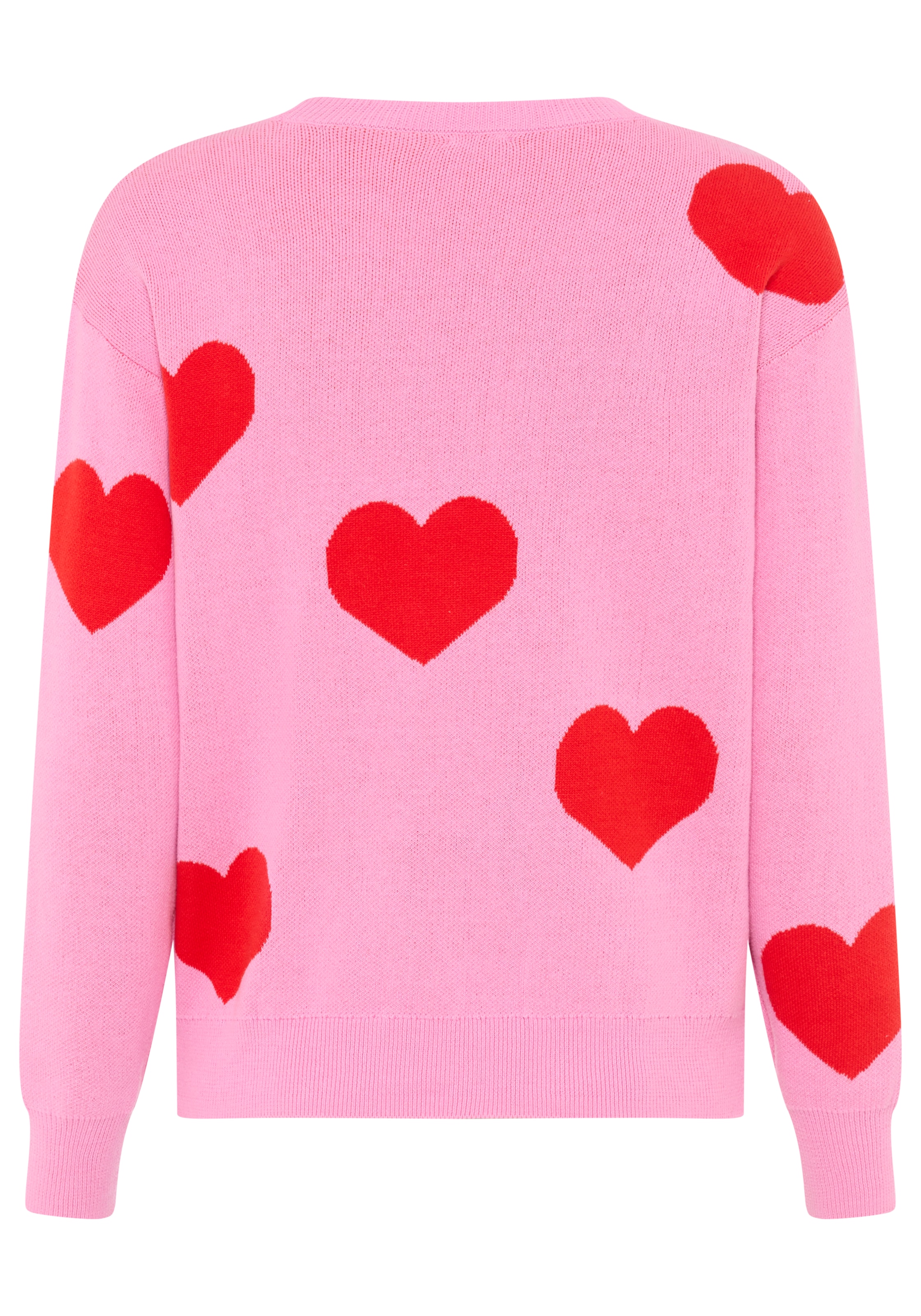 Laura Scott Jacquardpullover »aus angenehm leichtem Frühlingsstrick« aus Baumwolle mit knalligem Herzmuster